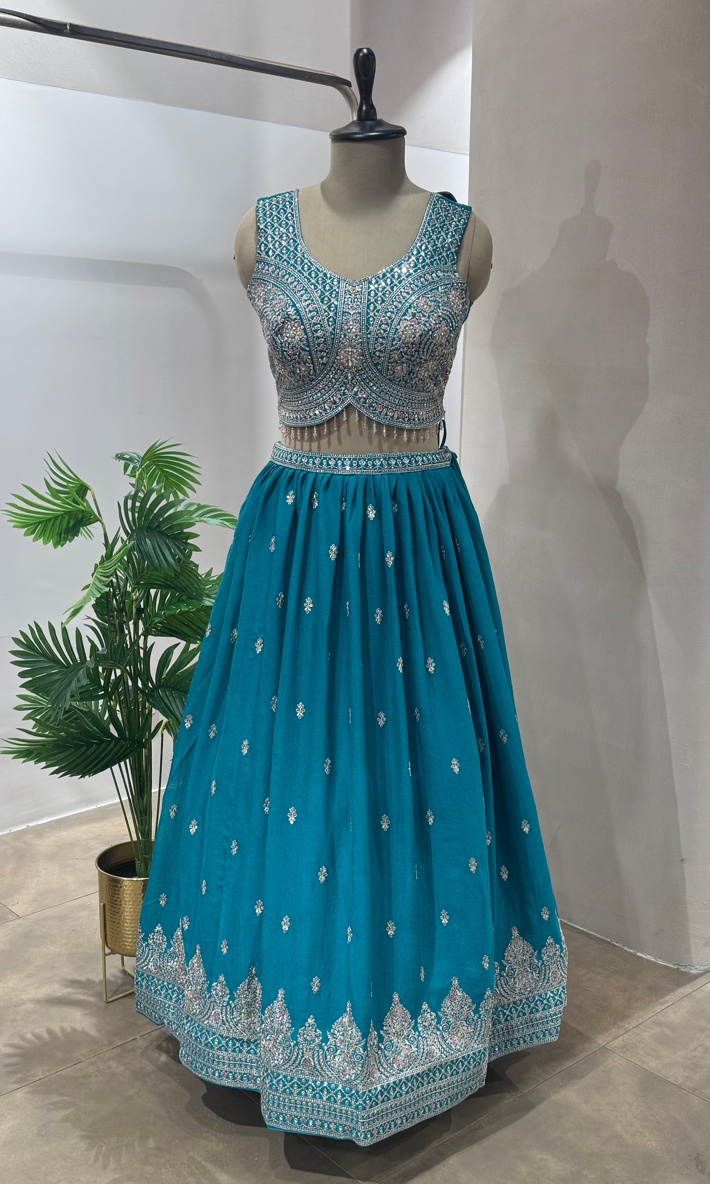 RAMA Blue Elegant Embroidery Lehenga