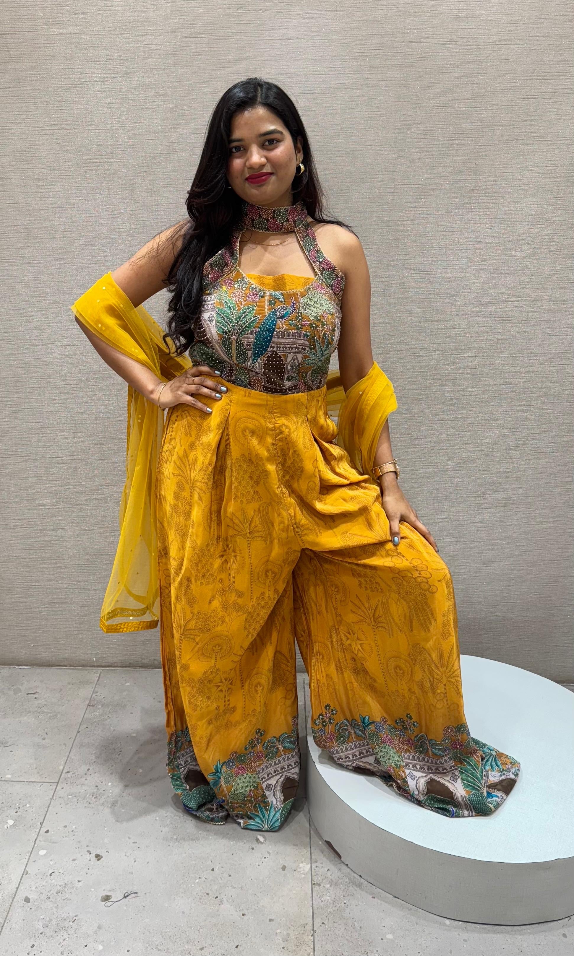 Mustard yellow PEACOCK JUMPSUIT