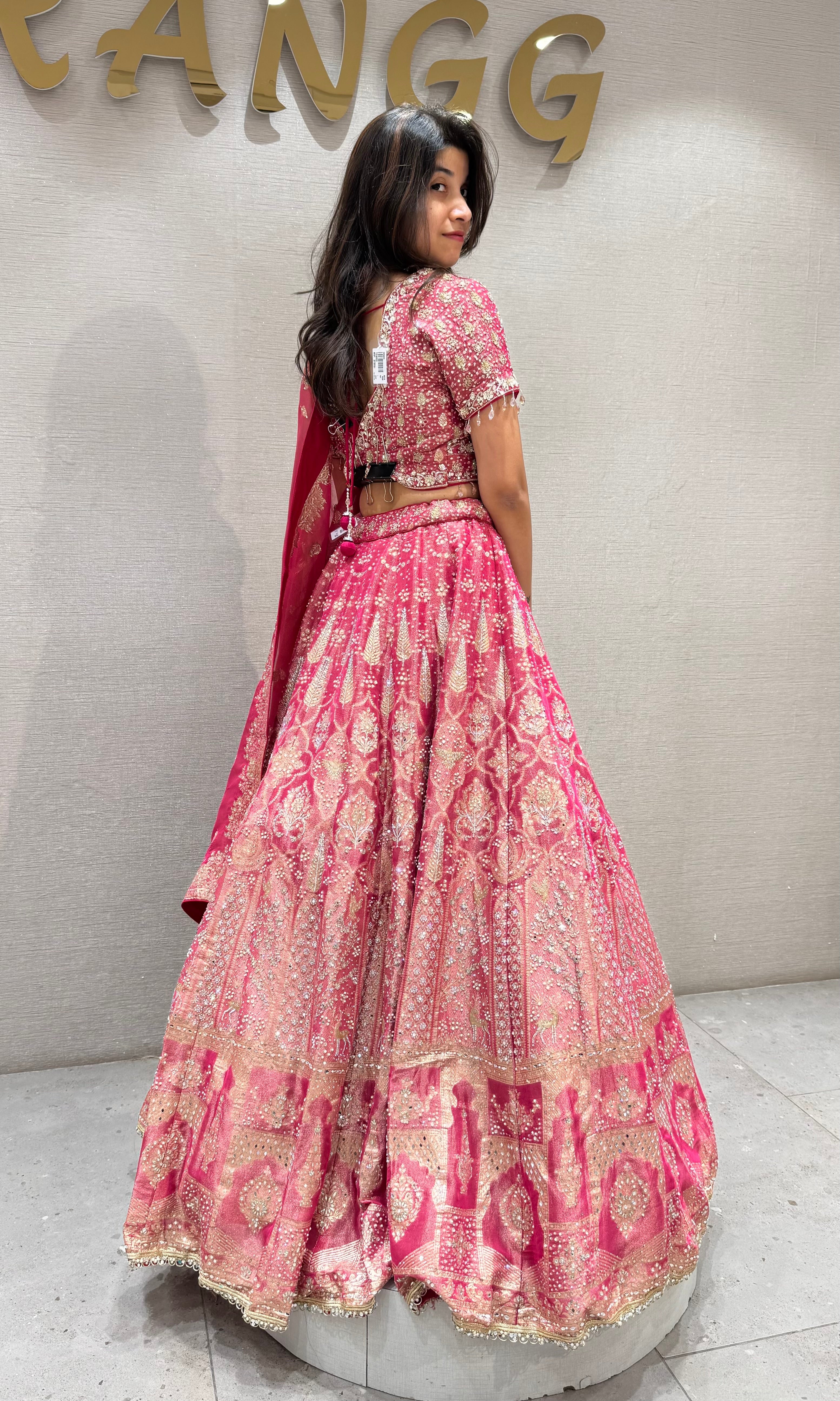 Rani Pink Silk Lehenga with Zari Embroidery