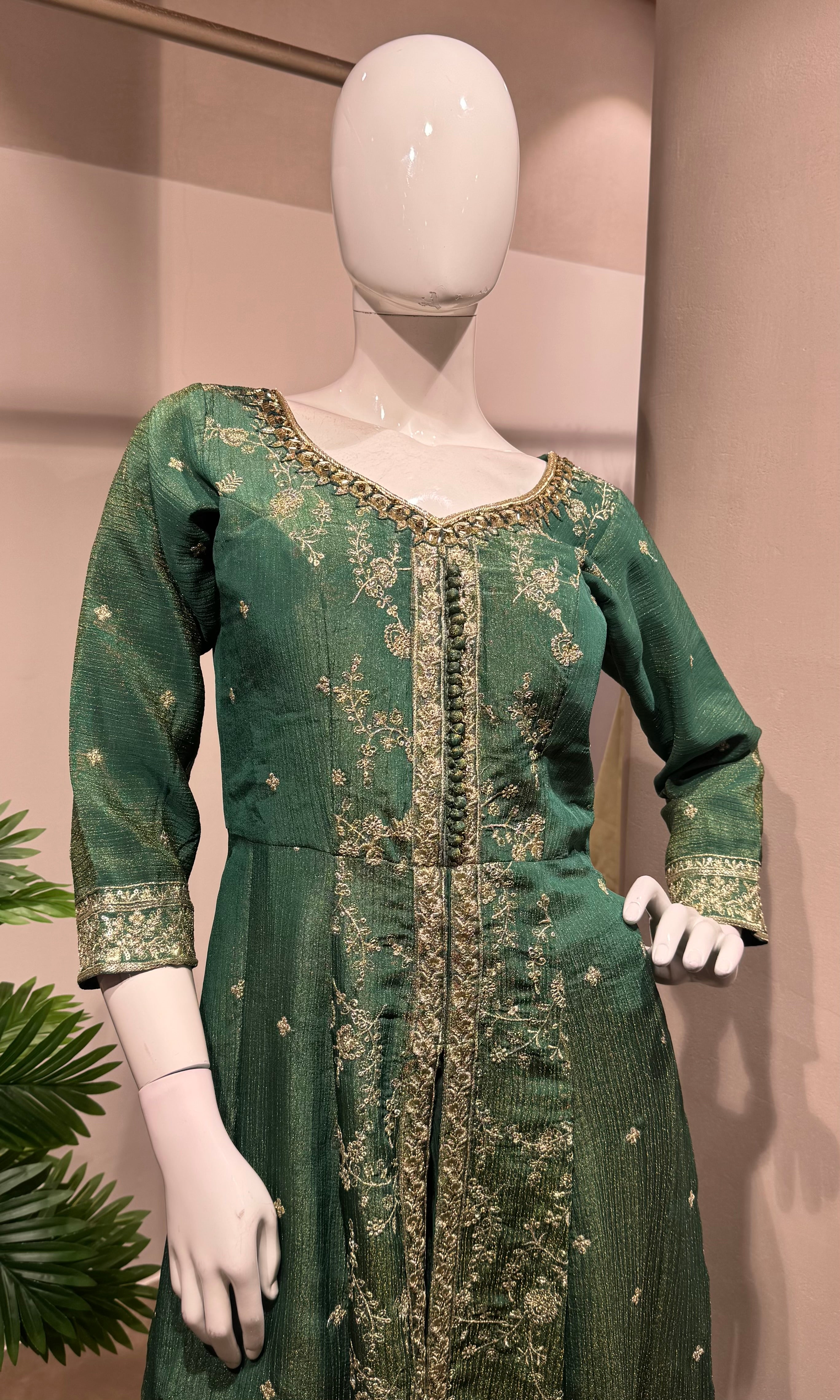 Green Embroidered Anarkali PALAZZO Set