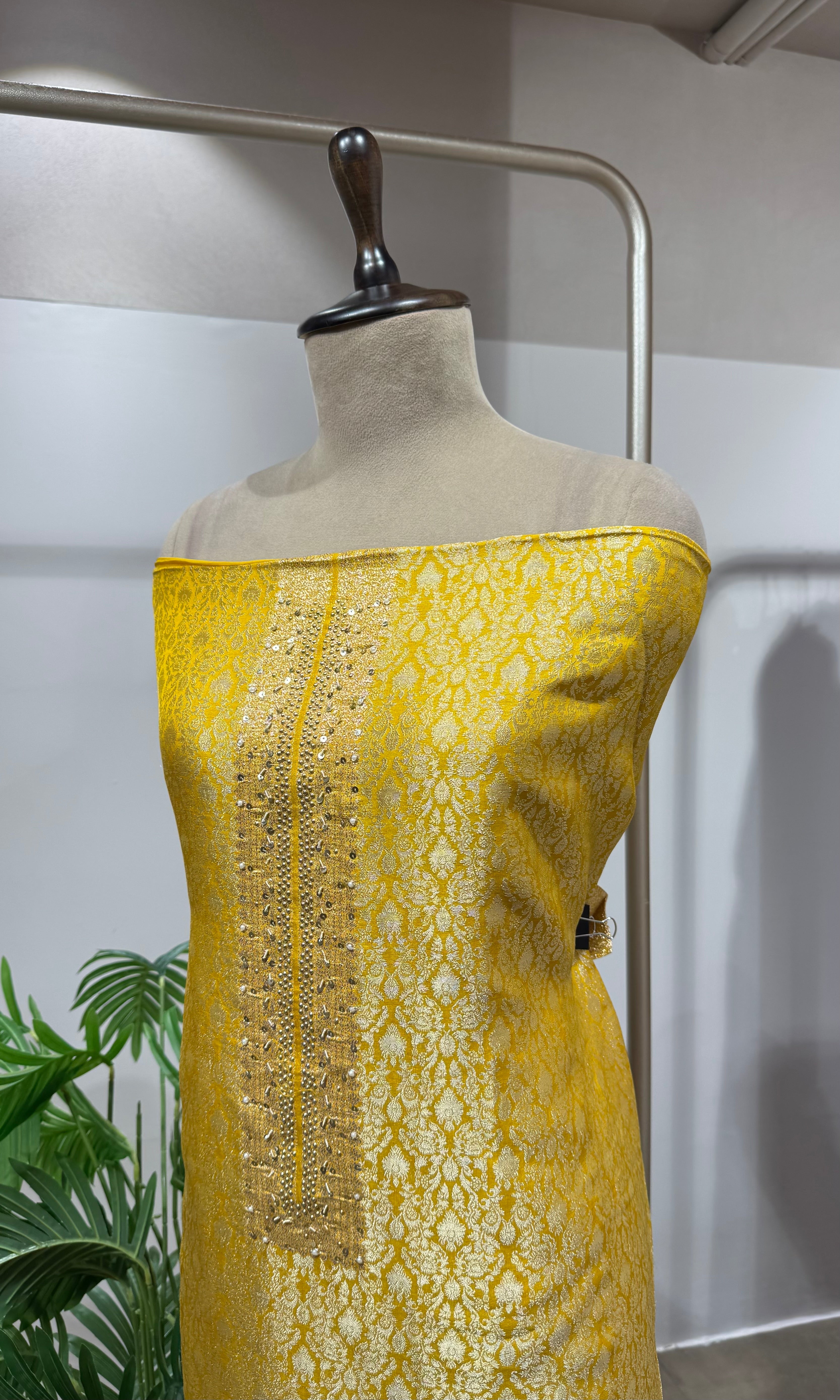 Yellow Georgette Banarasi DRESS MATERIAL
