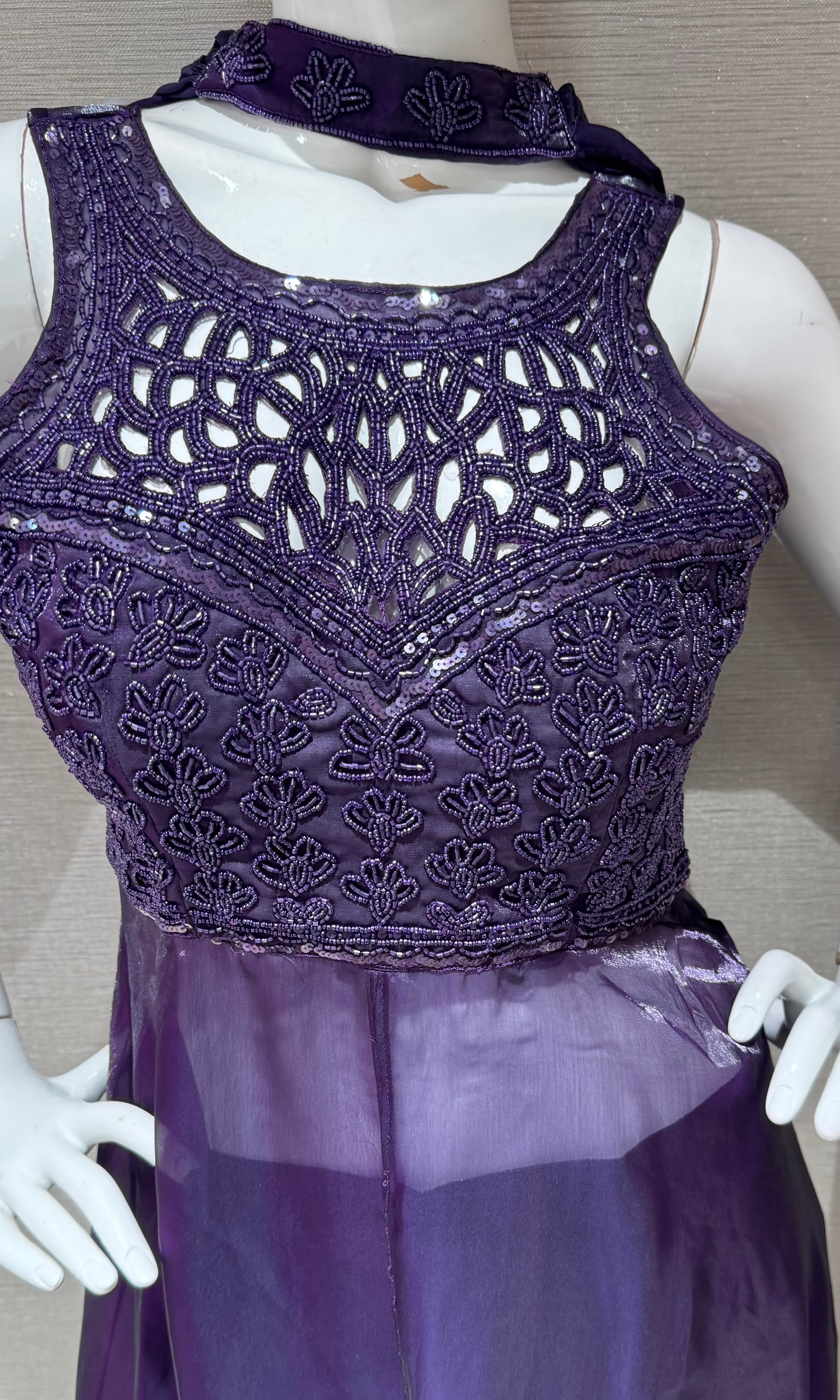 Purple Shimmer anarkali with palazzo pants