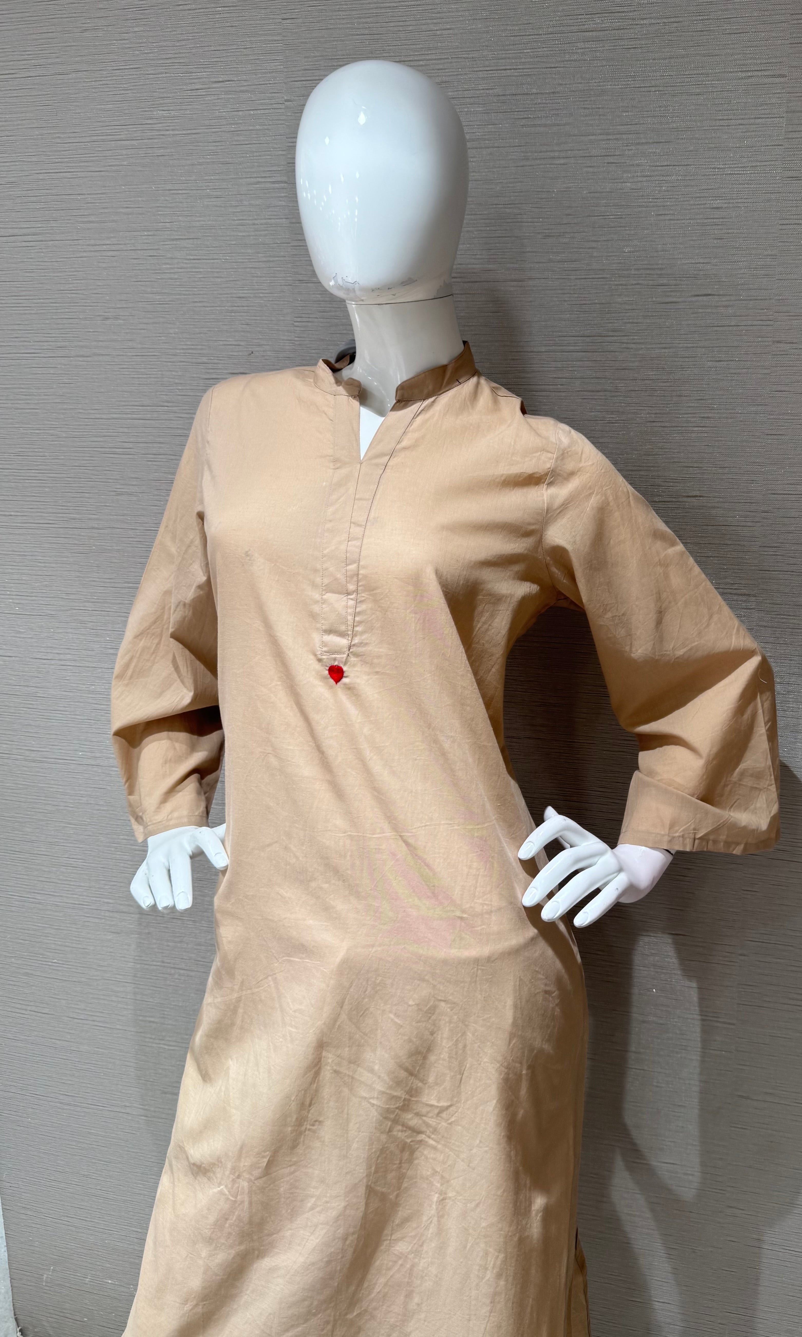 BEIGE CLASSIC KURTI WITH BOTTOM