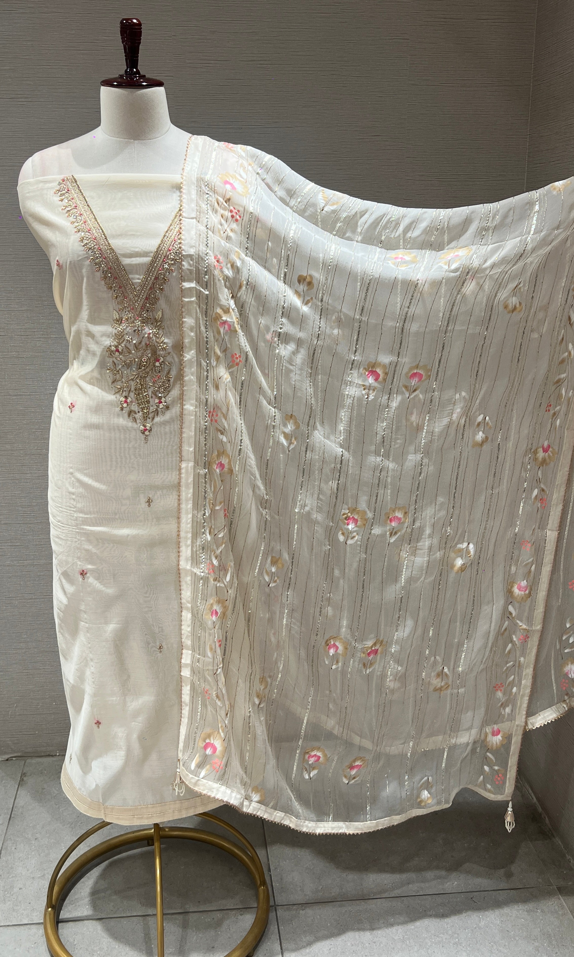 Ivory dress material (party wear)