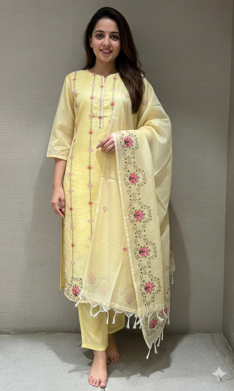Yellow Ethnic Motifs KURTA SET