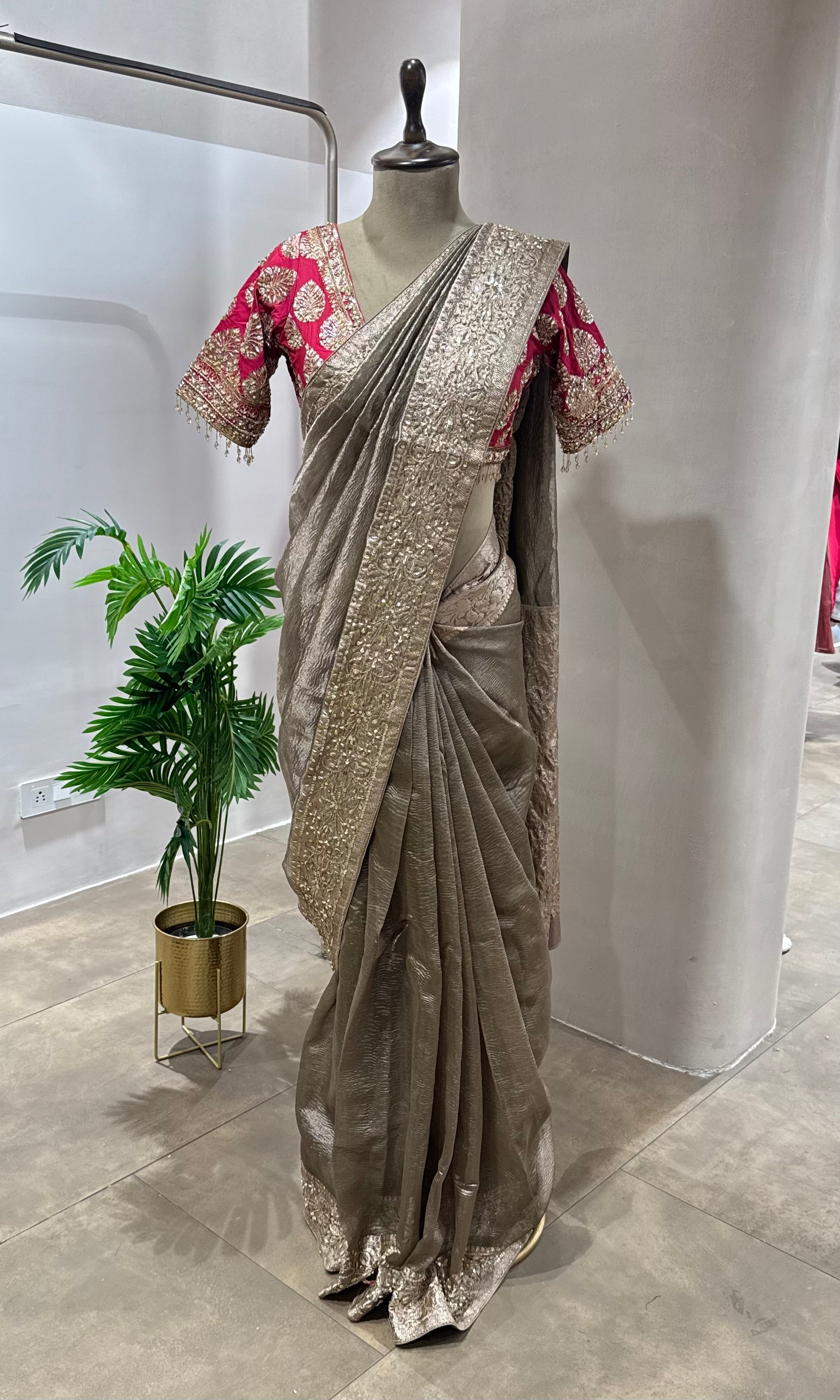 TISSUE GOLD BANARASI SAREE WITH BLOUSE