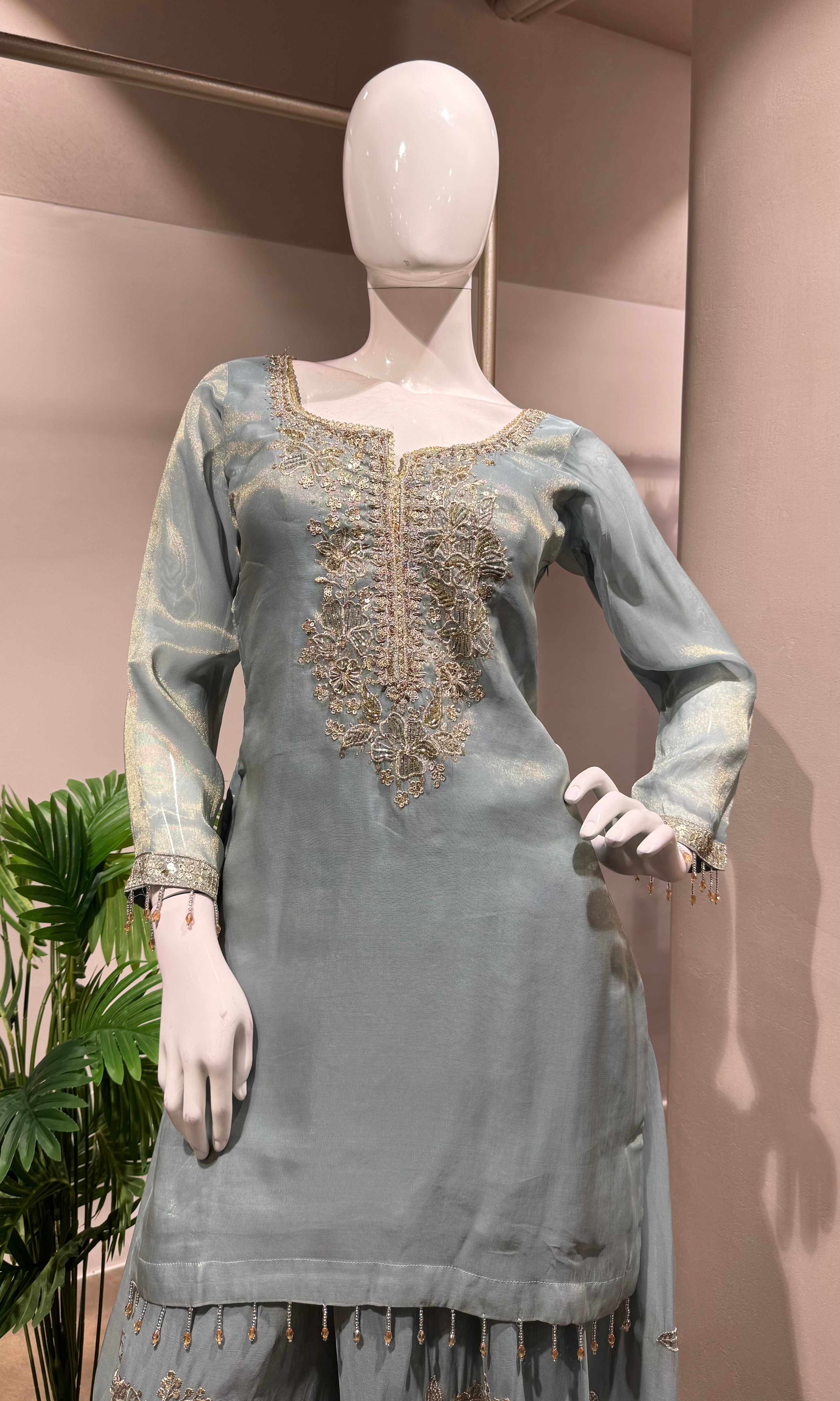 BLUE GOLDEN EMBROIDERED Sharara SET