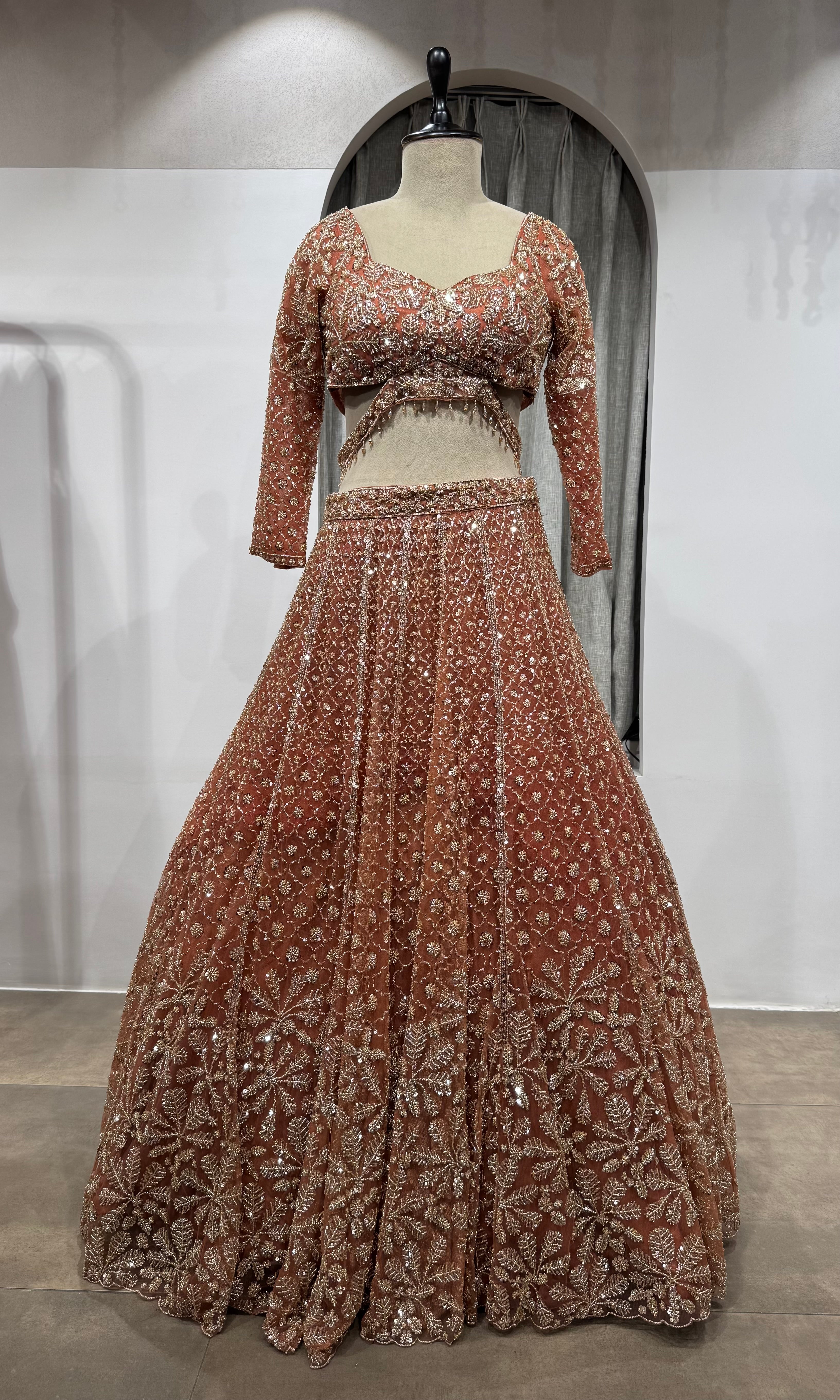Rust Orange Georgette Lehenga set