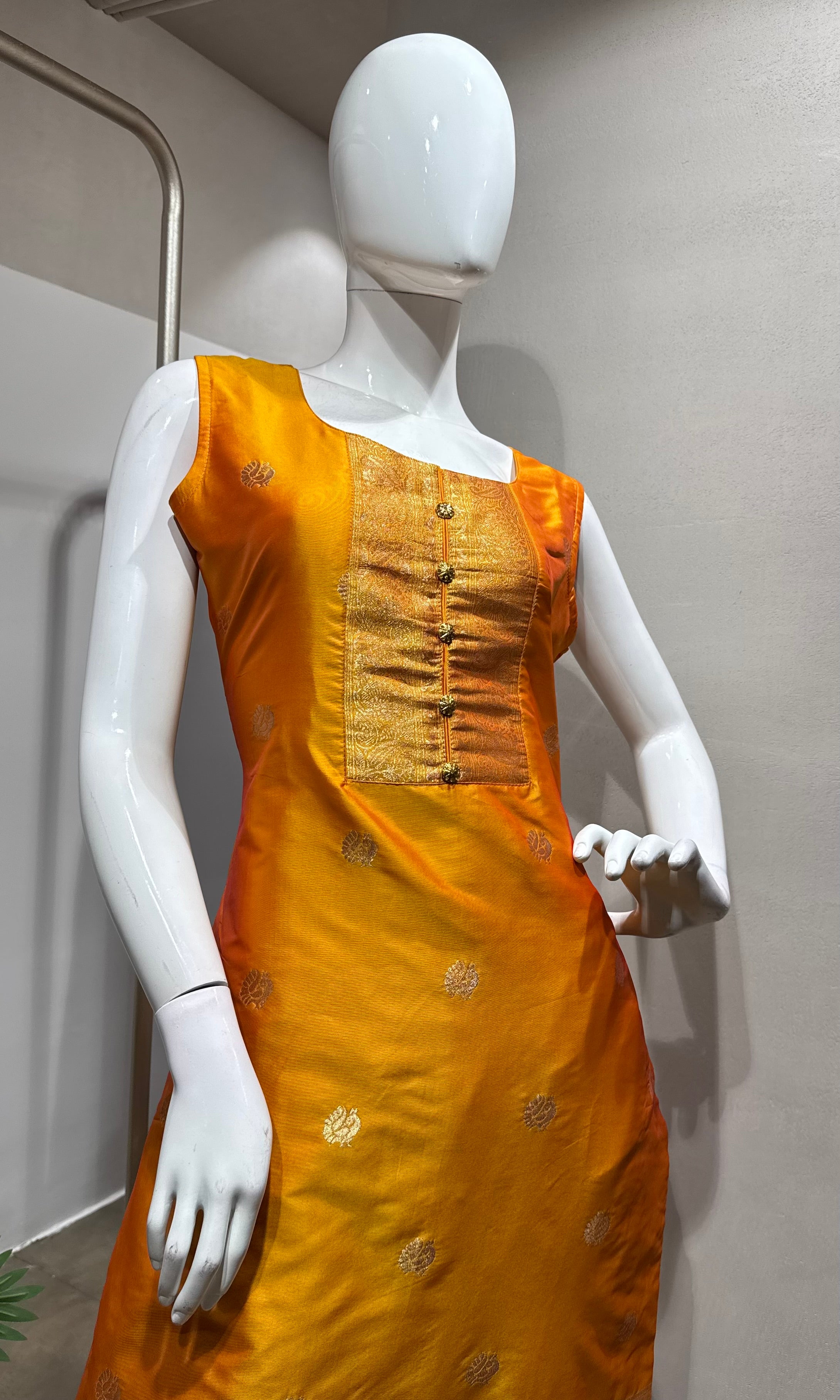 GOLDEN YELLOW Saffron Banarasi Kurta Set