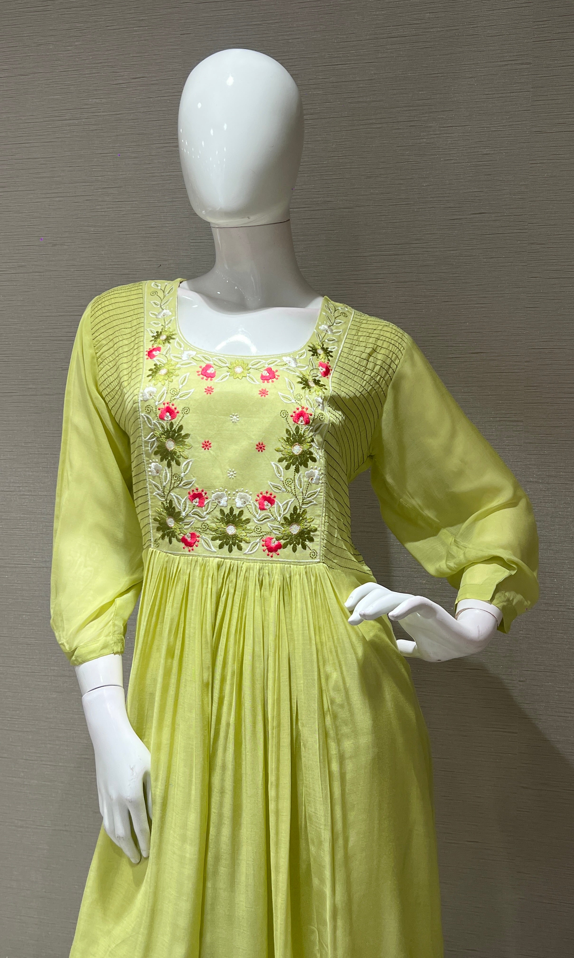 Pista green FLORAL EMBROIDERED kurta set