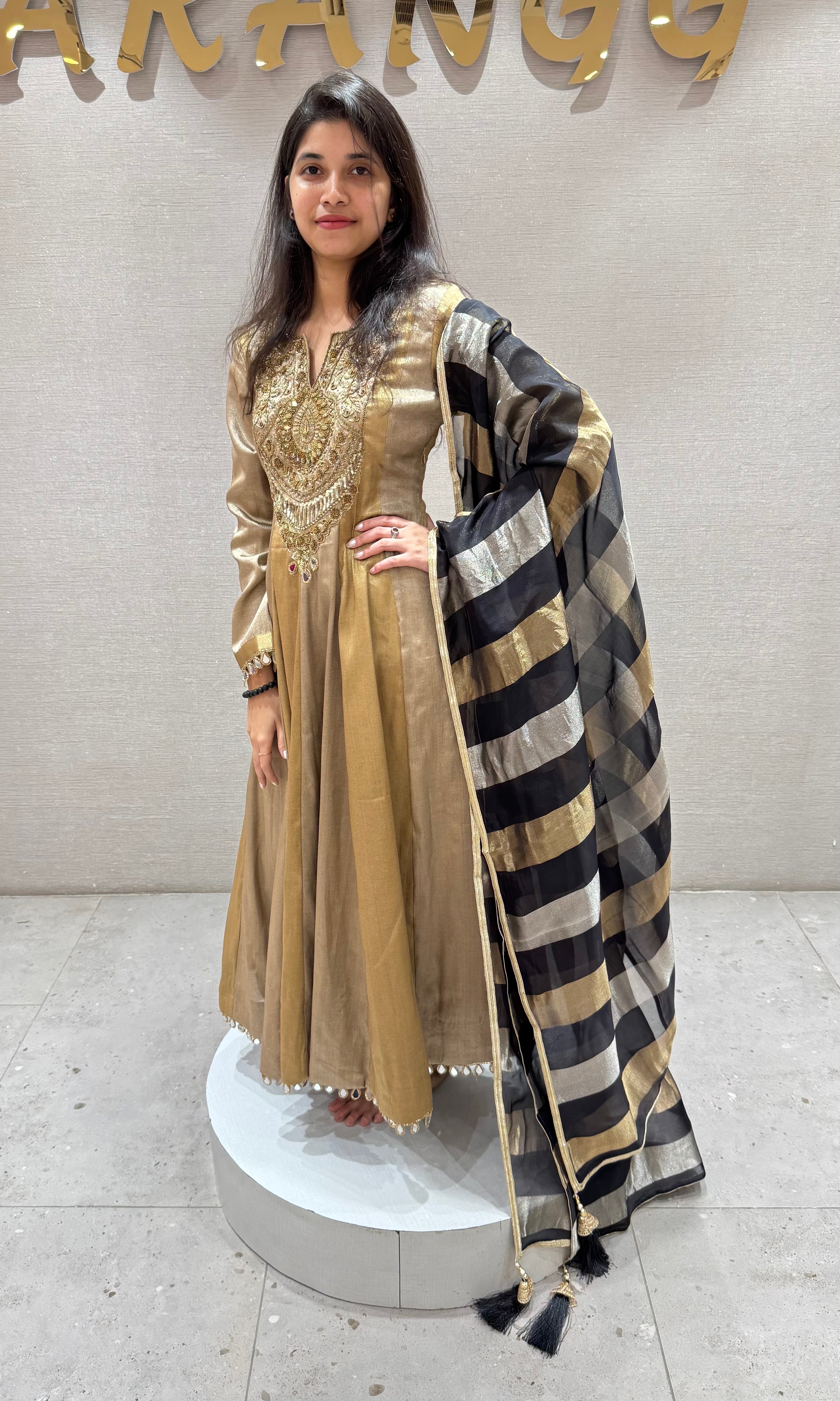 Gold EMBROIDERED Anarkali SET
