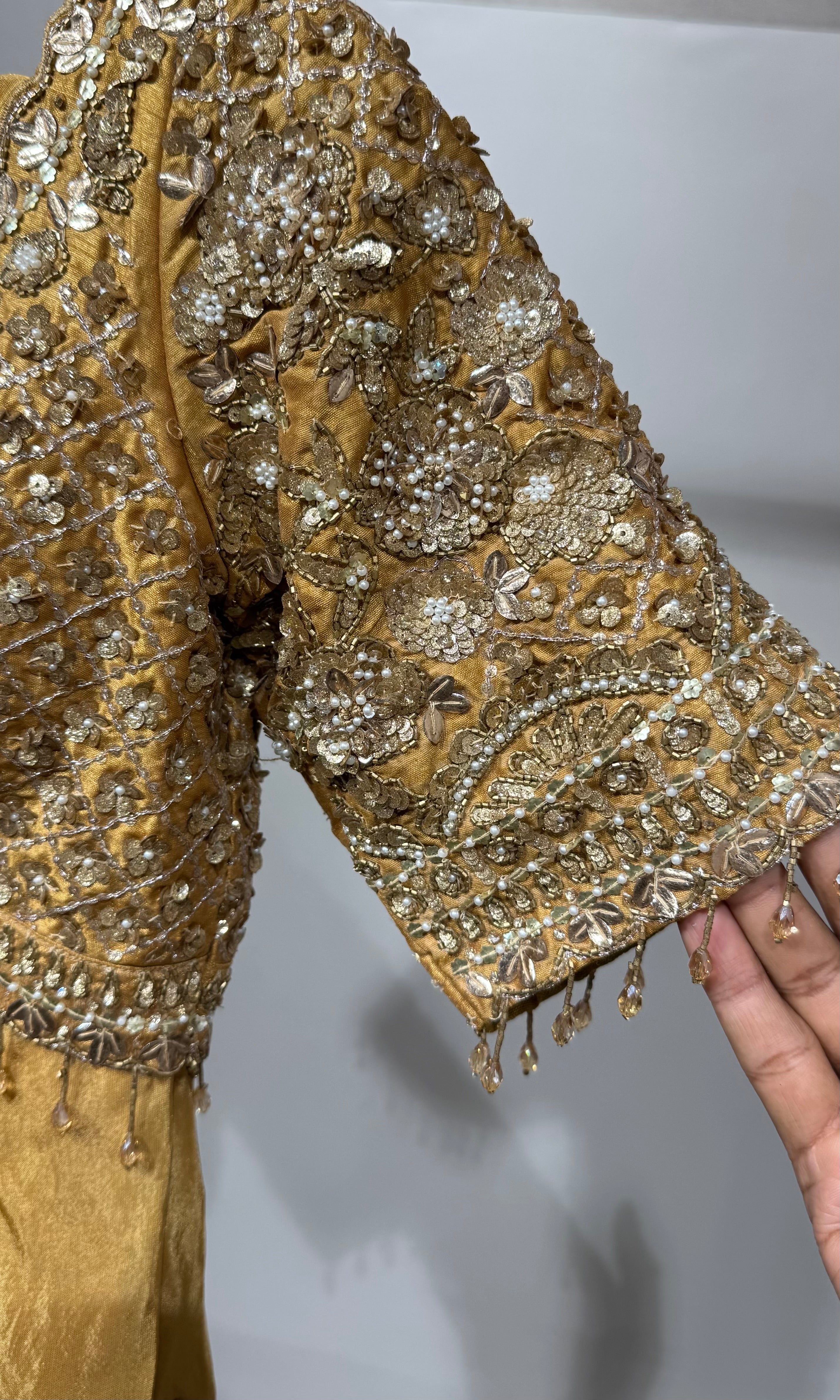 Sandel Zari and Sequin Work Bridal SAREE
