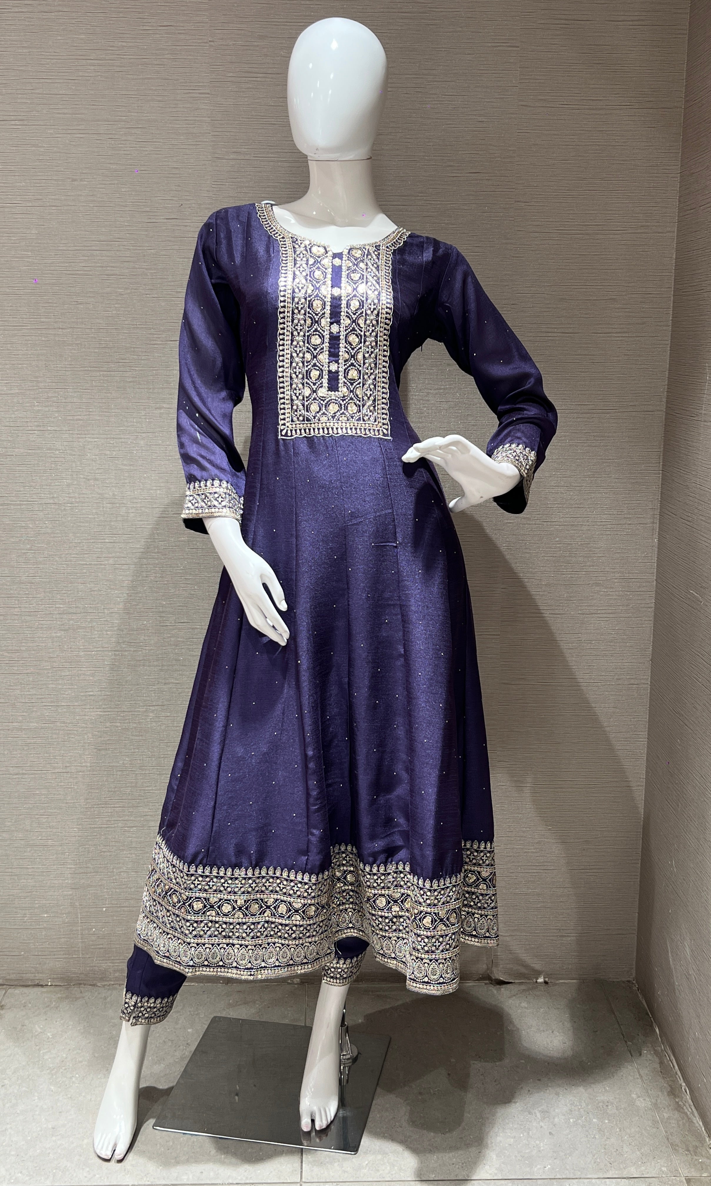 Purple Graceful Anarkali Kurta Set with Dupatta