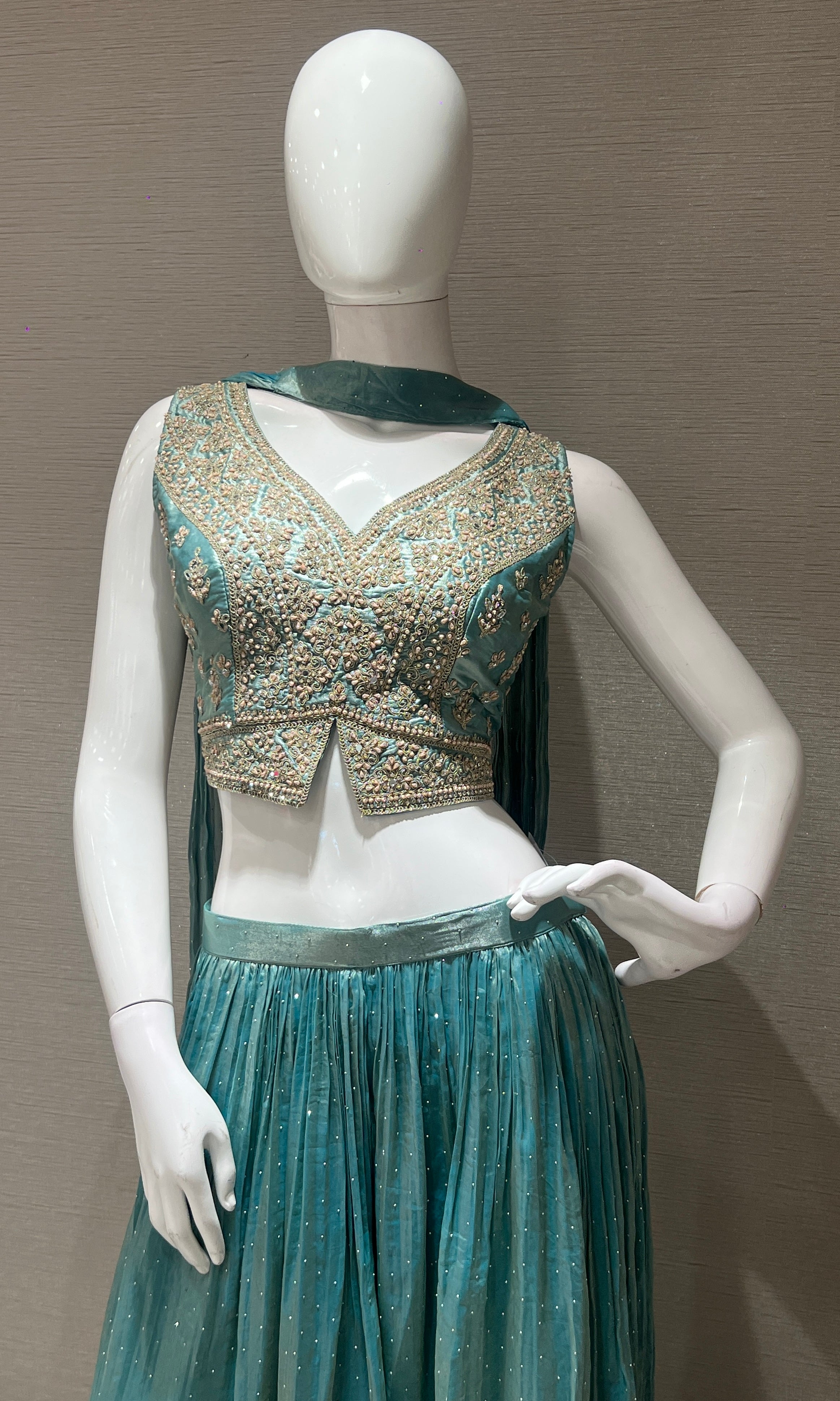 Sea blue EMBROIDERED palazzo SET