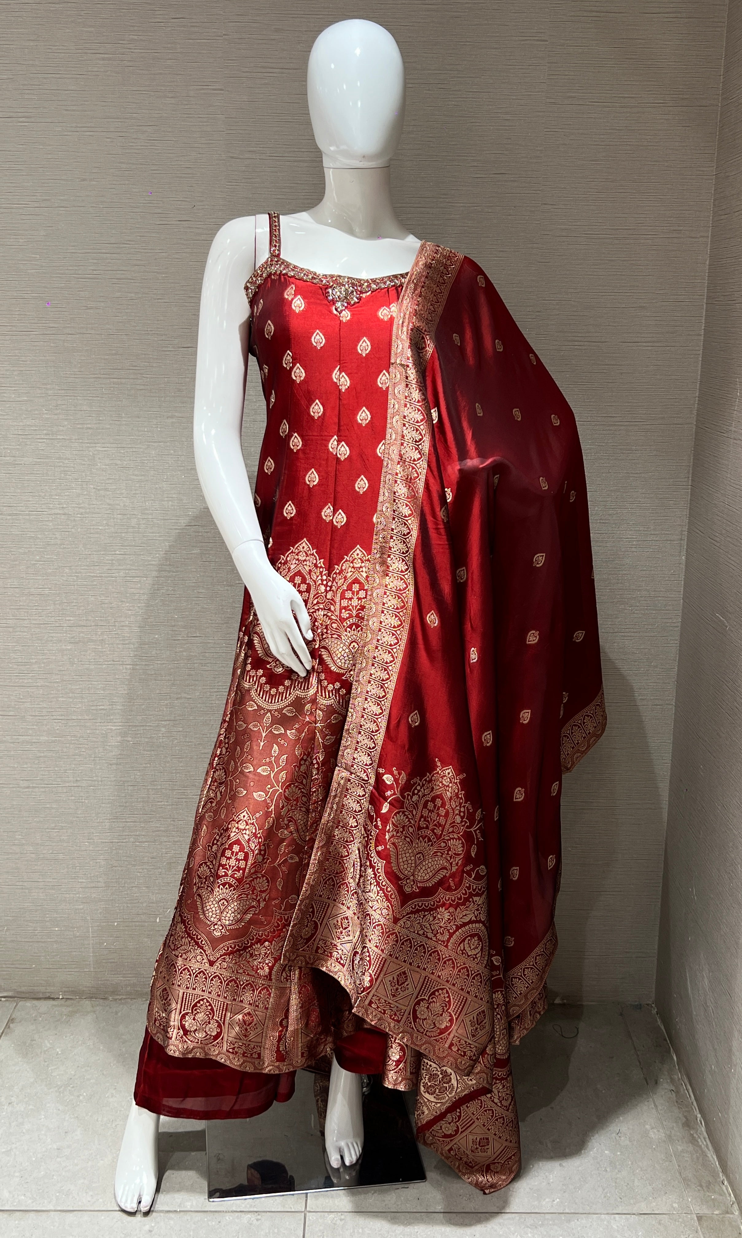 Maroon Sharara kurta set