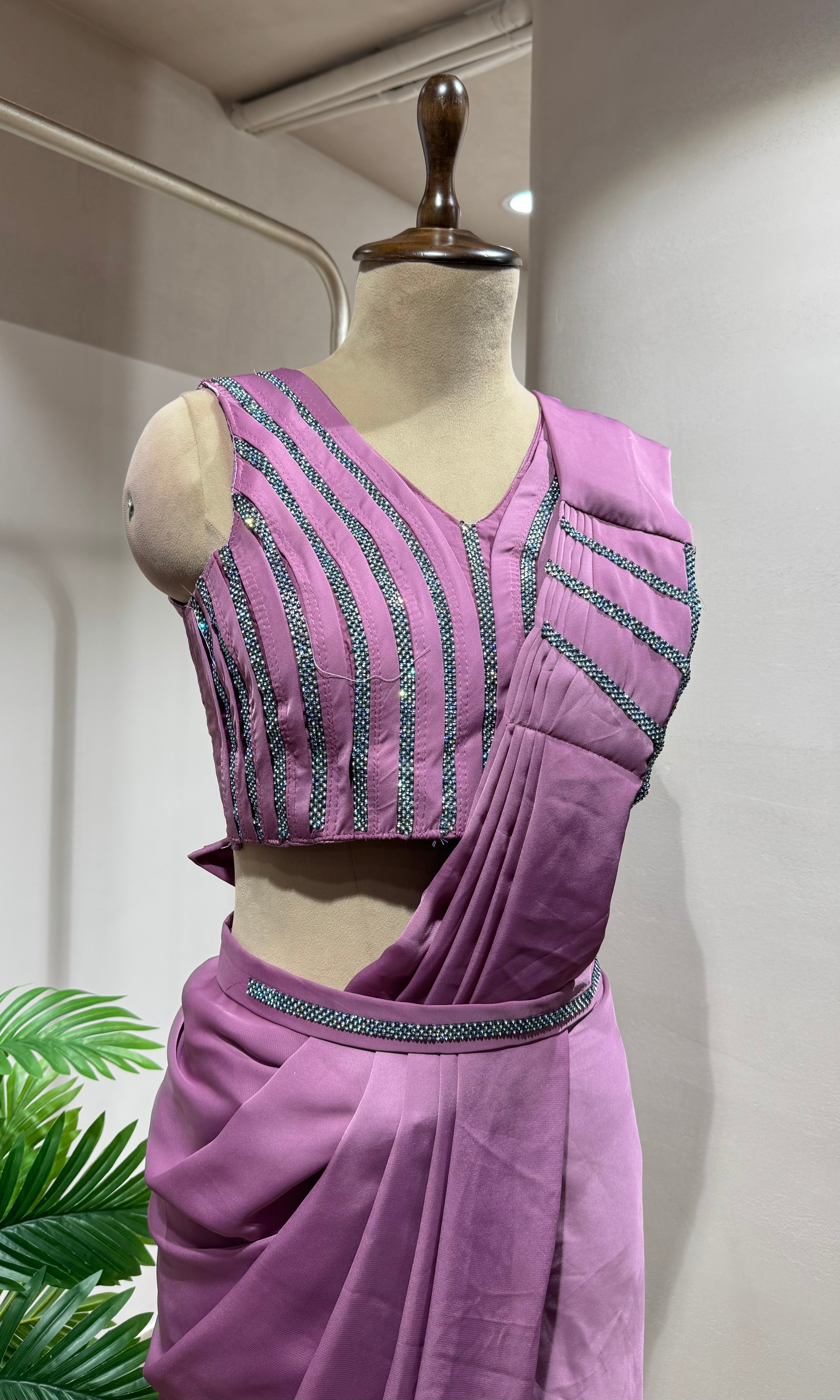 LILAC Drape Saree WITH EMBELLISHED BLOUSE