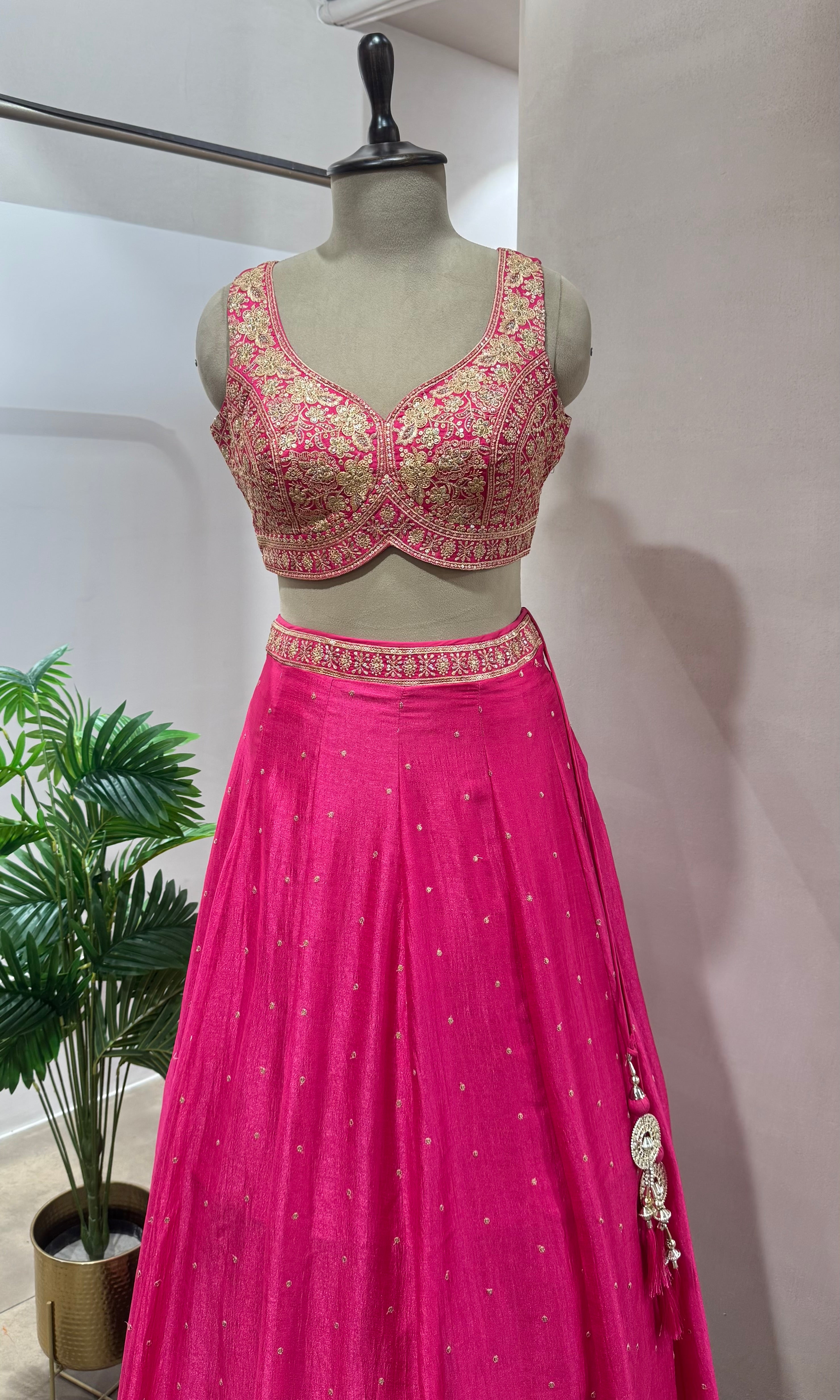 Pink EMBELLISHED LEHENGA WITH DUPATTA
