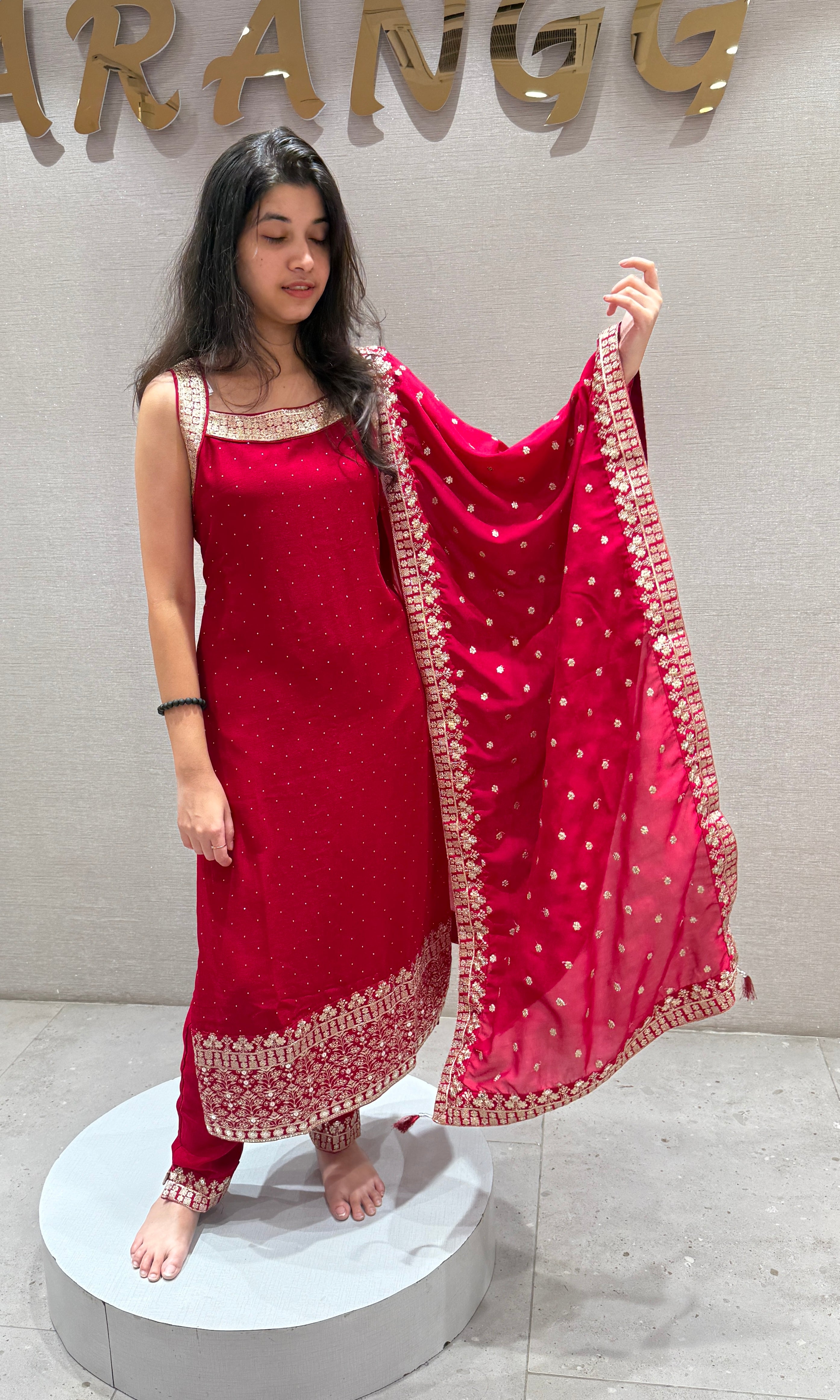 RANI PINK EMBROIDERED KURTA SET