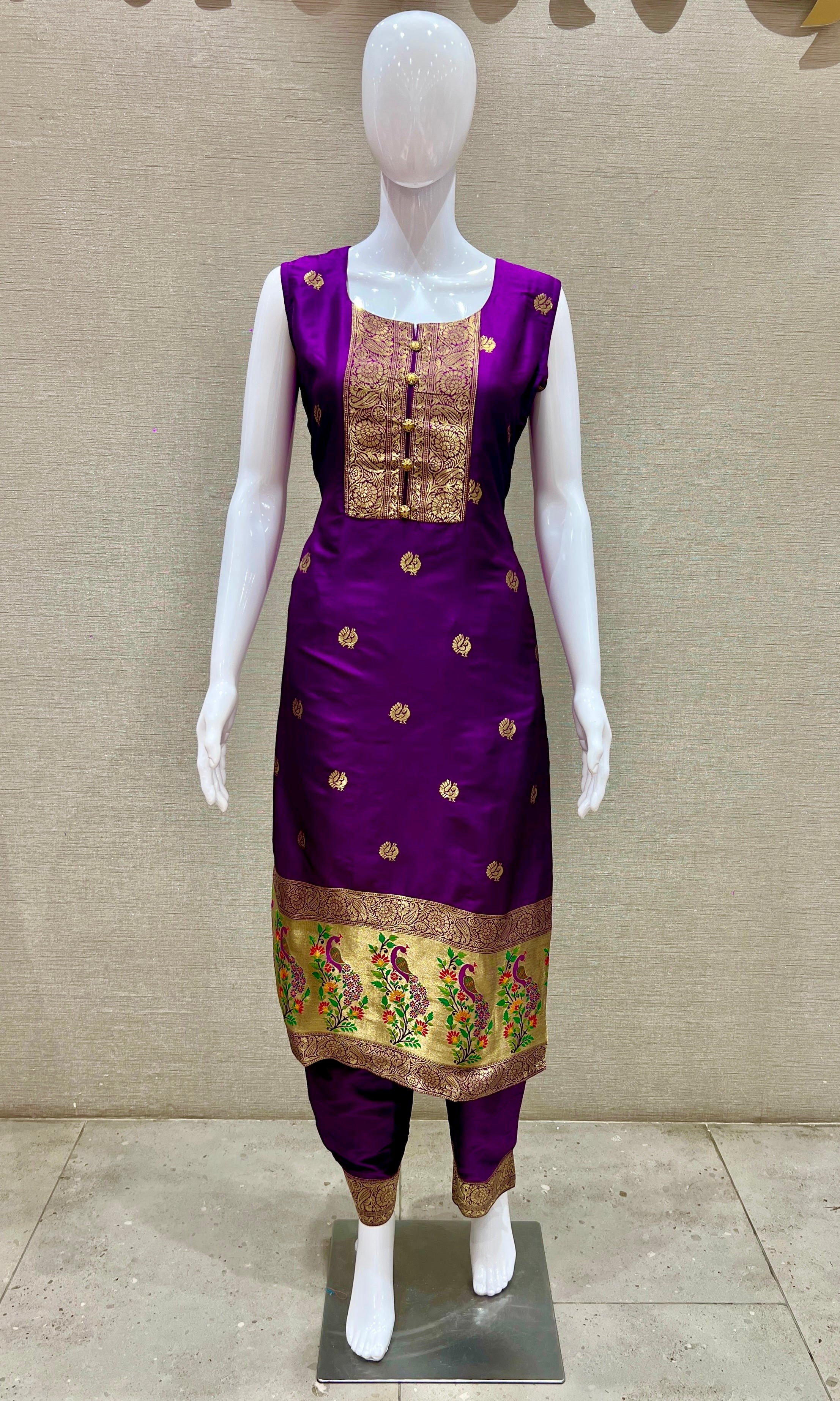 Royal Plum Banarasi Kurta Set