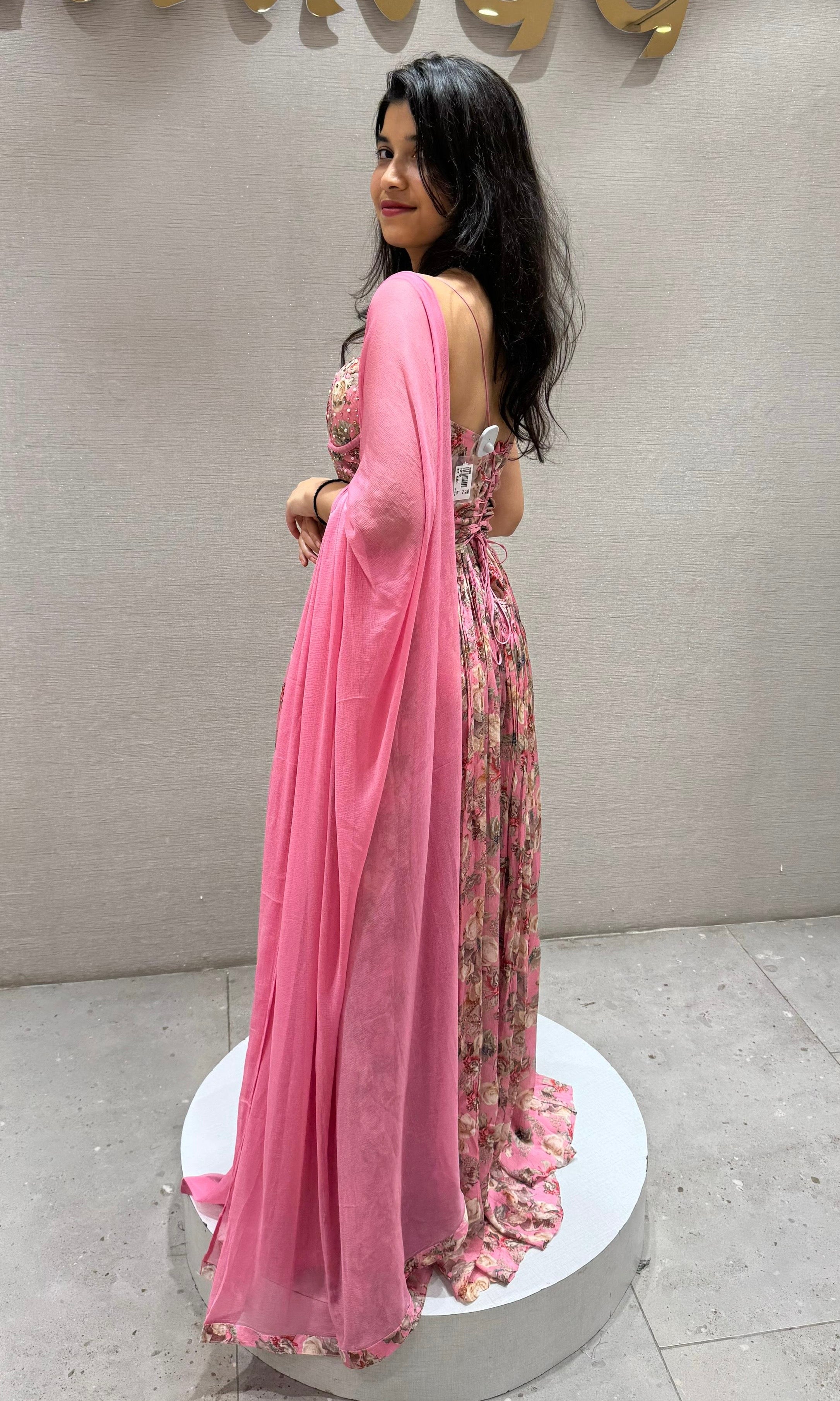 Baby pink long dress
