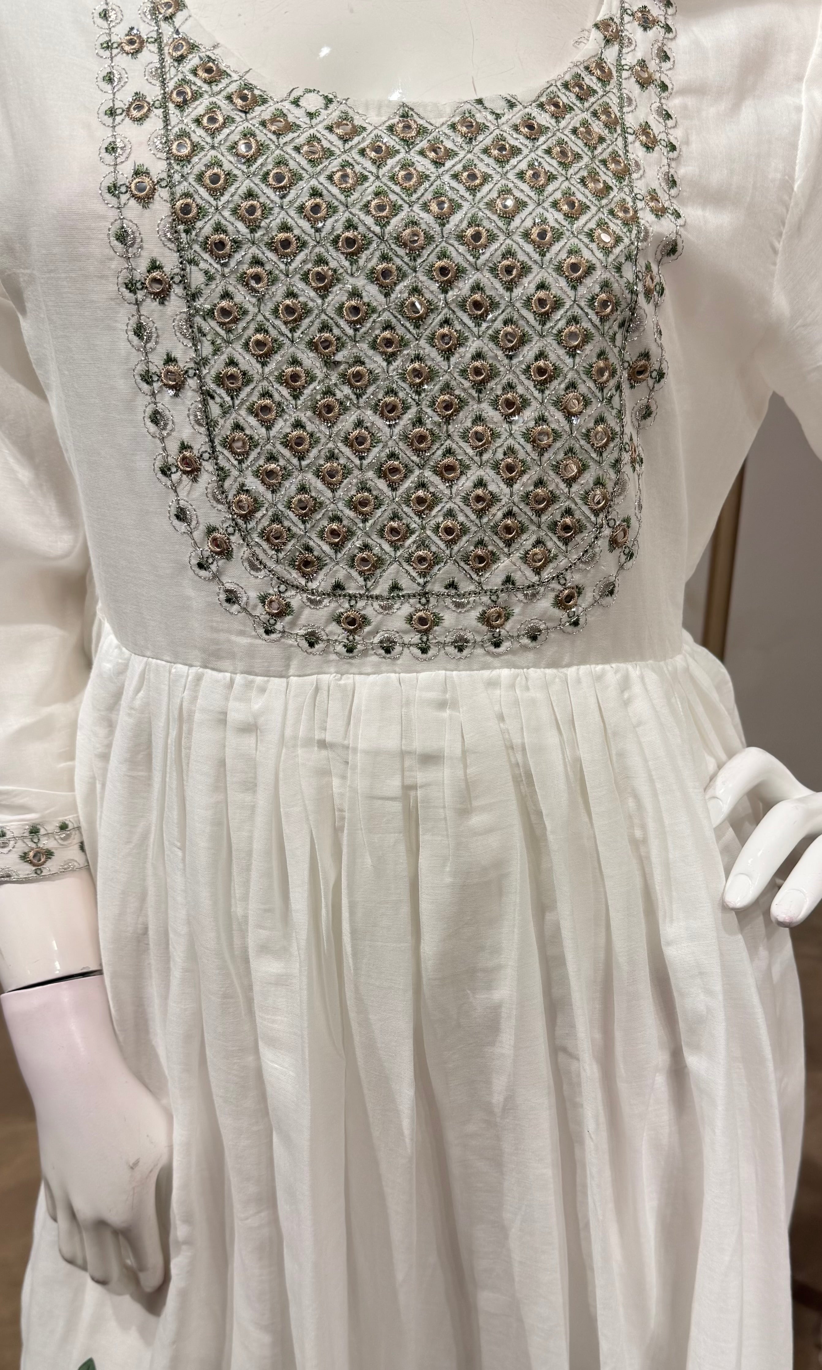 Green Floral Embroidered Kurta with Dupatta