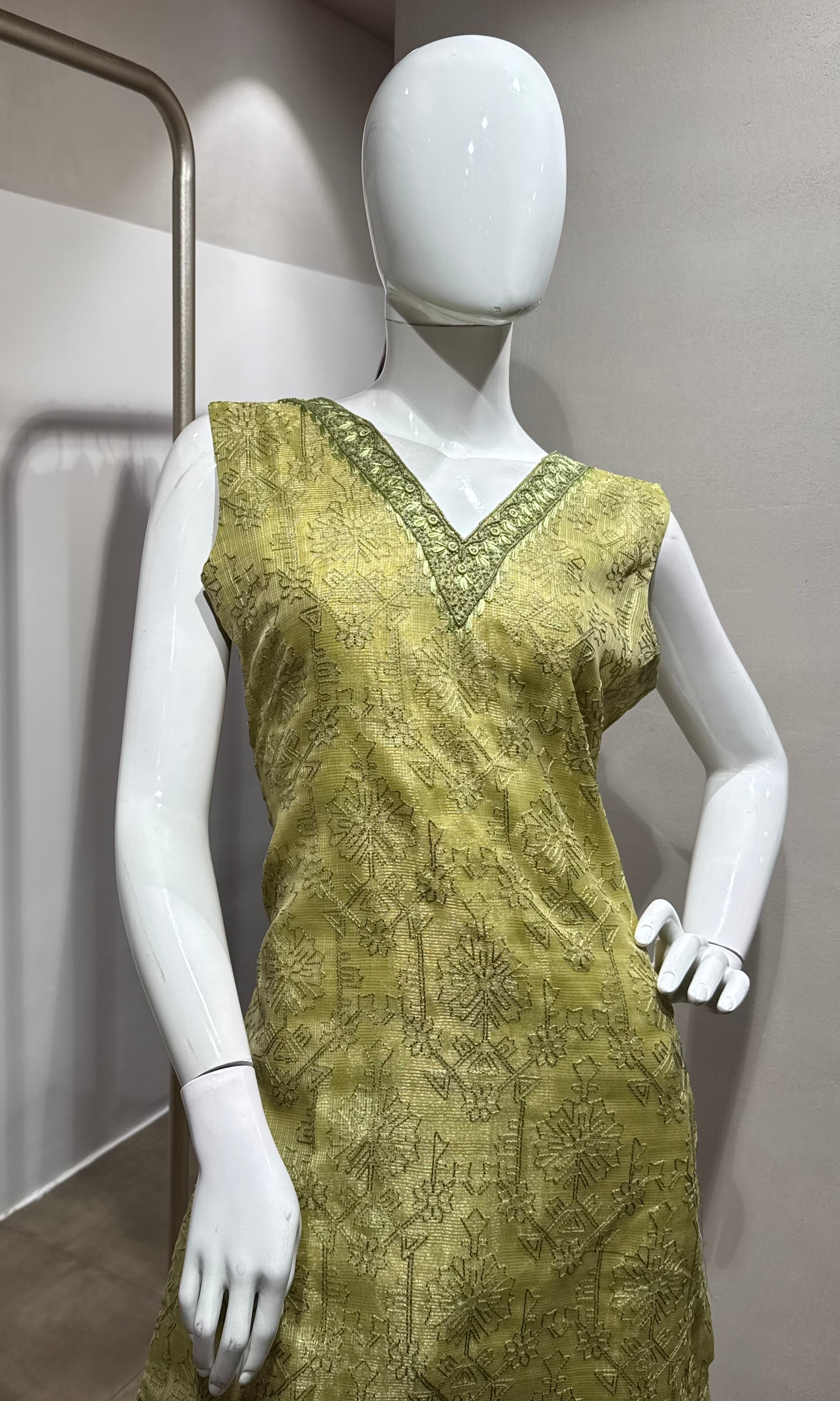 Light Green tissue printed Kurta Set