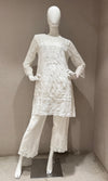White Embroidered Cotton Cord Set
