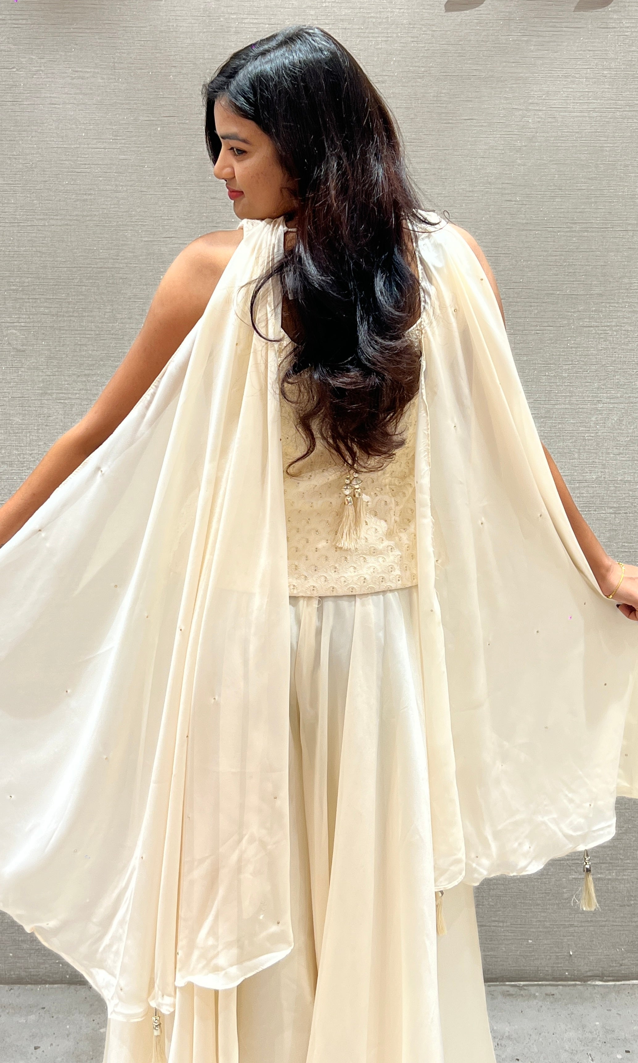 Ivory Grace Peplum Sharara Set