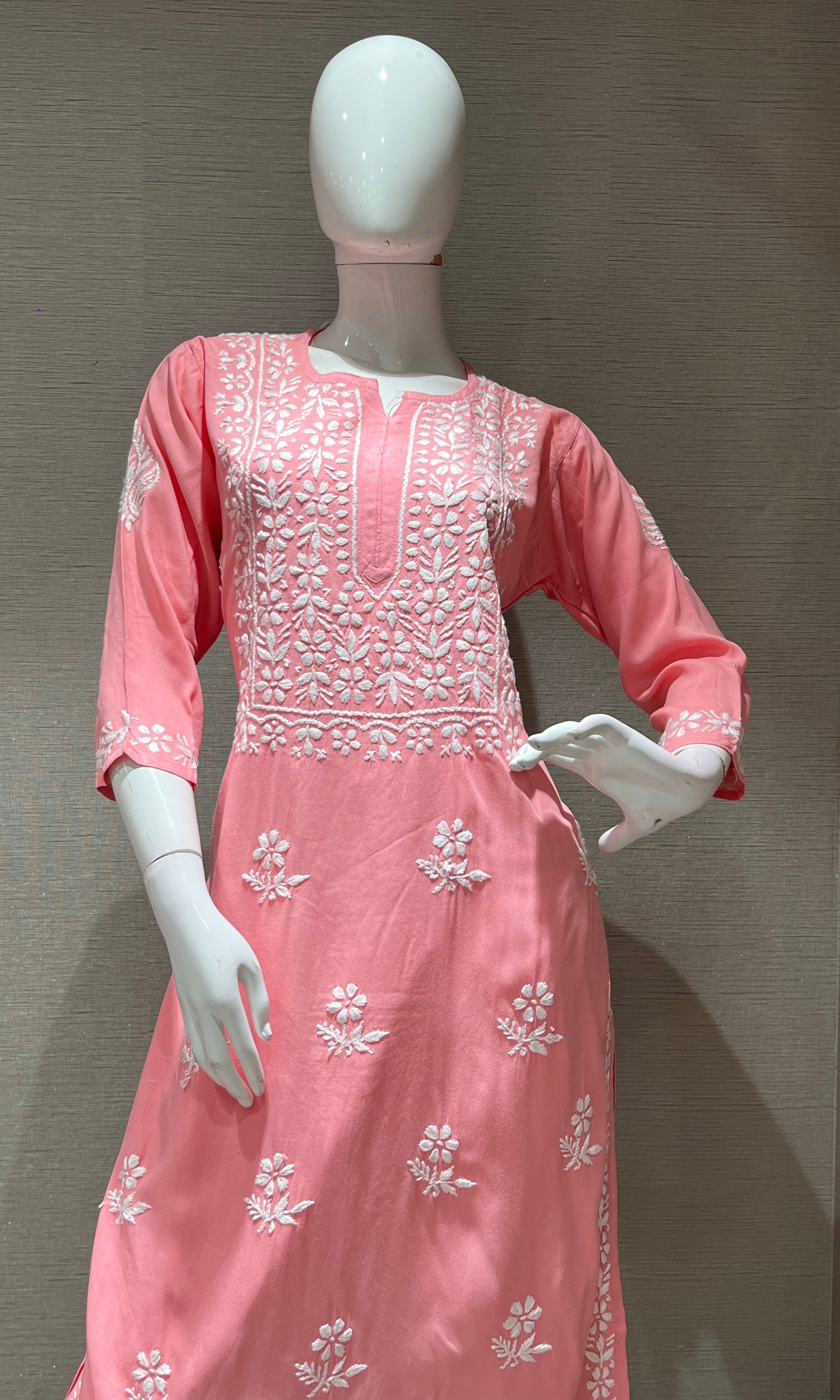 Pink CHINKANKARI KURTA SET