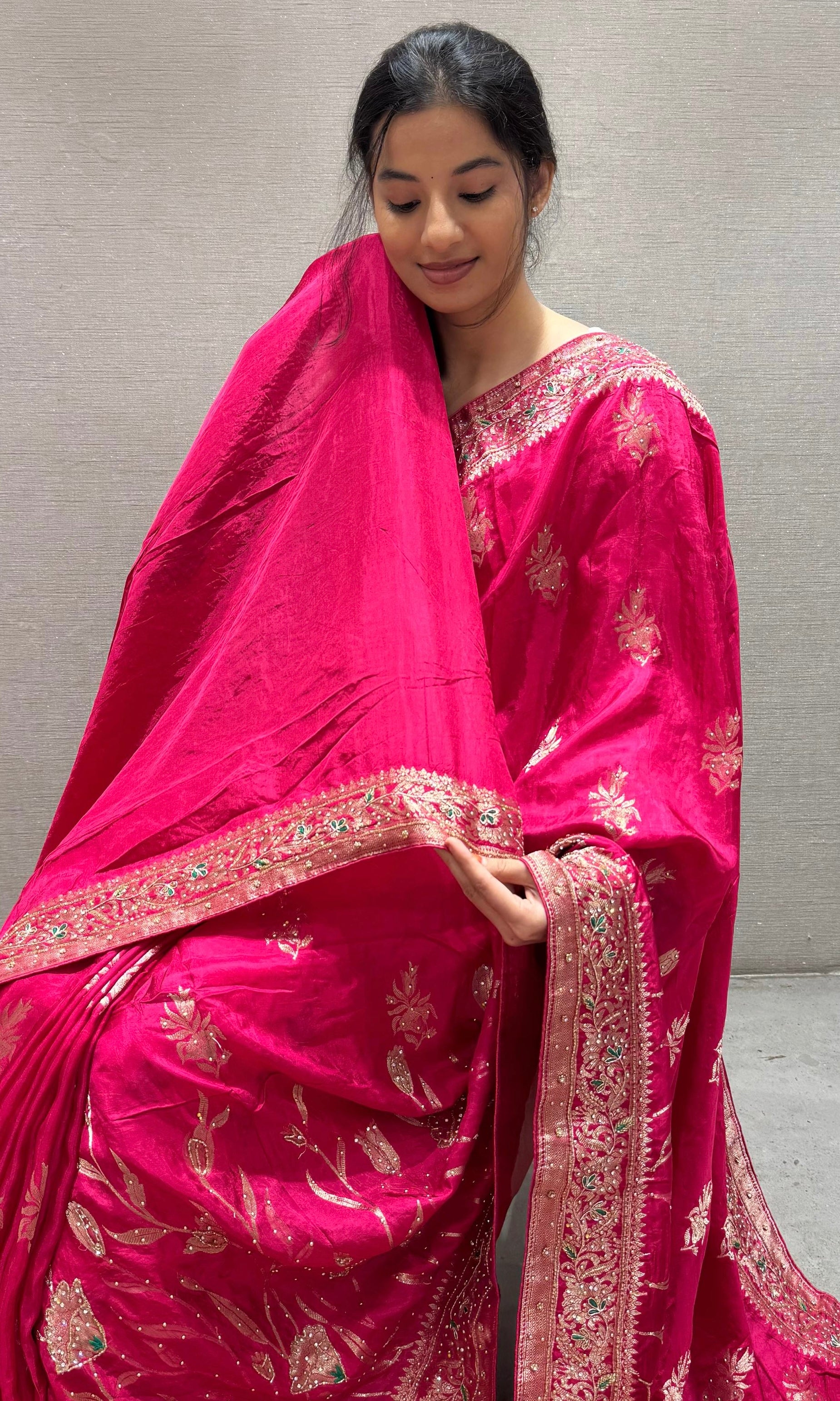 Pink Banarasi saree