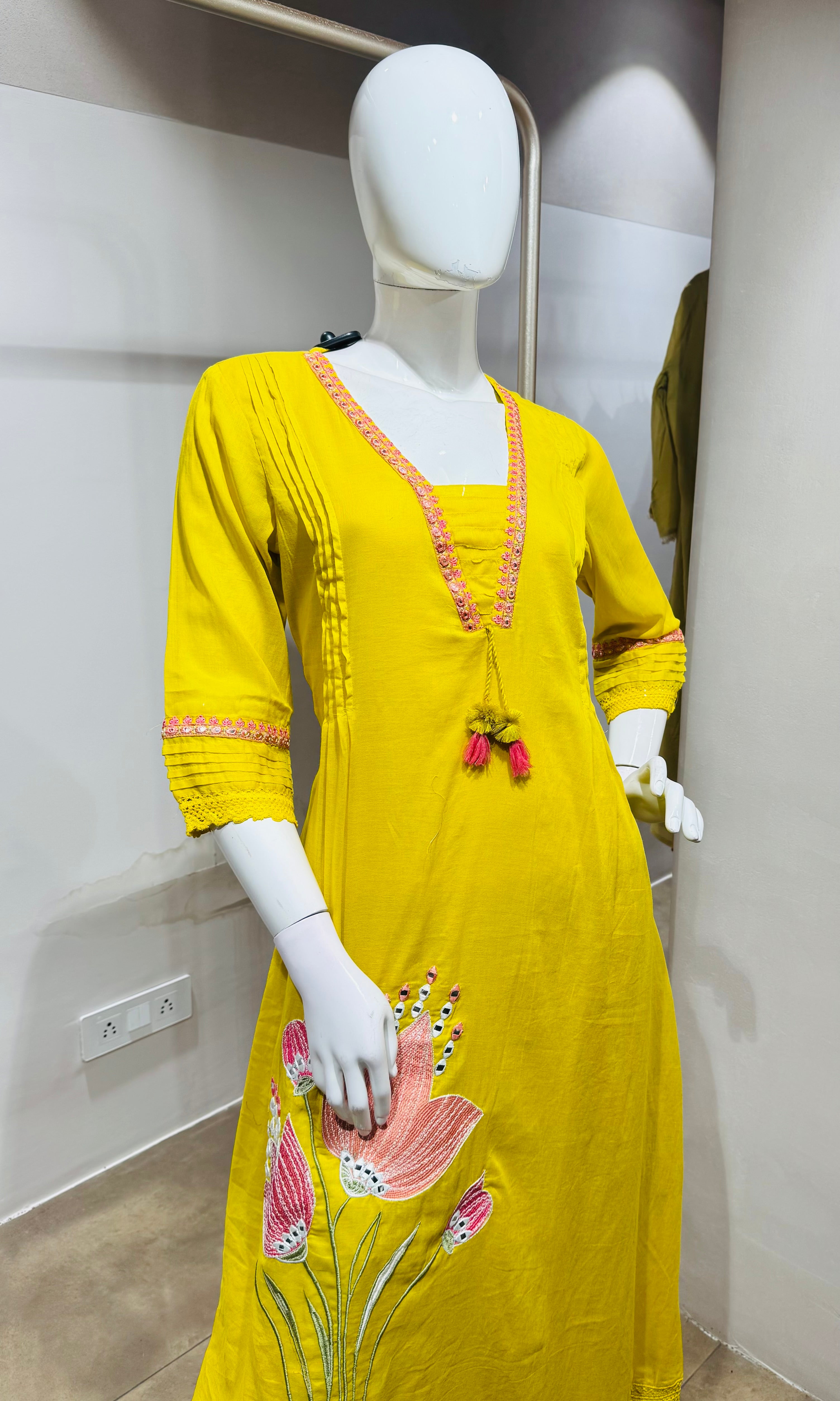 Yellow Floral Embroidered Kurta Set