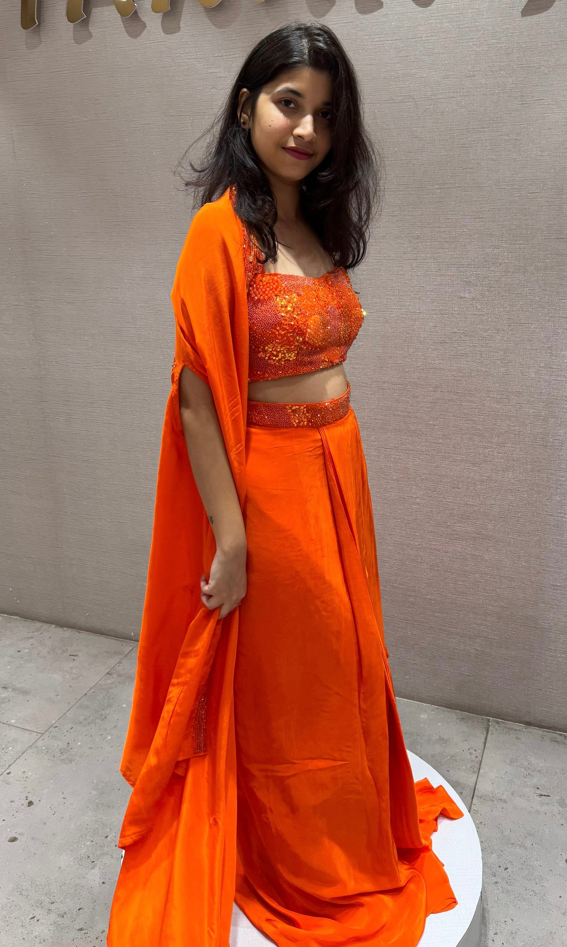 ORANGE 3 PIECE INDO WESTERN DRESS