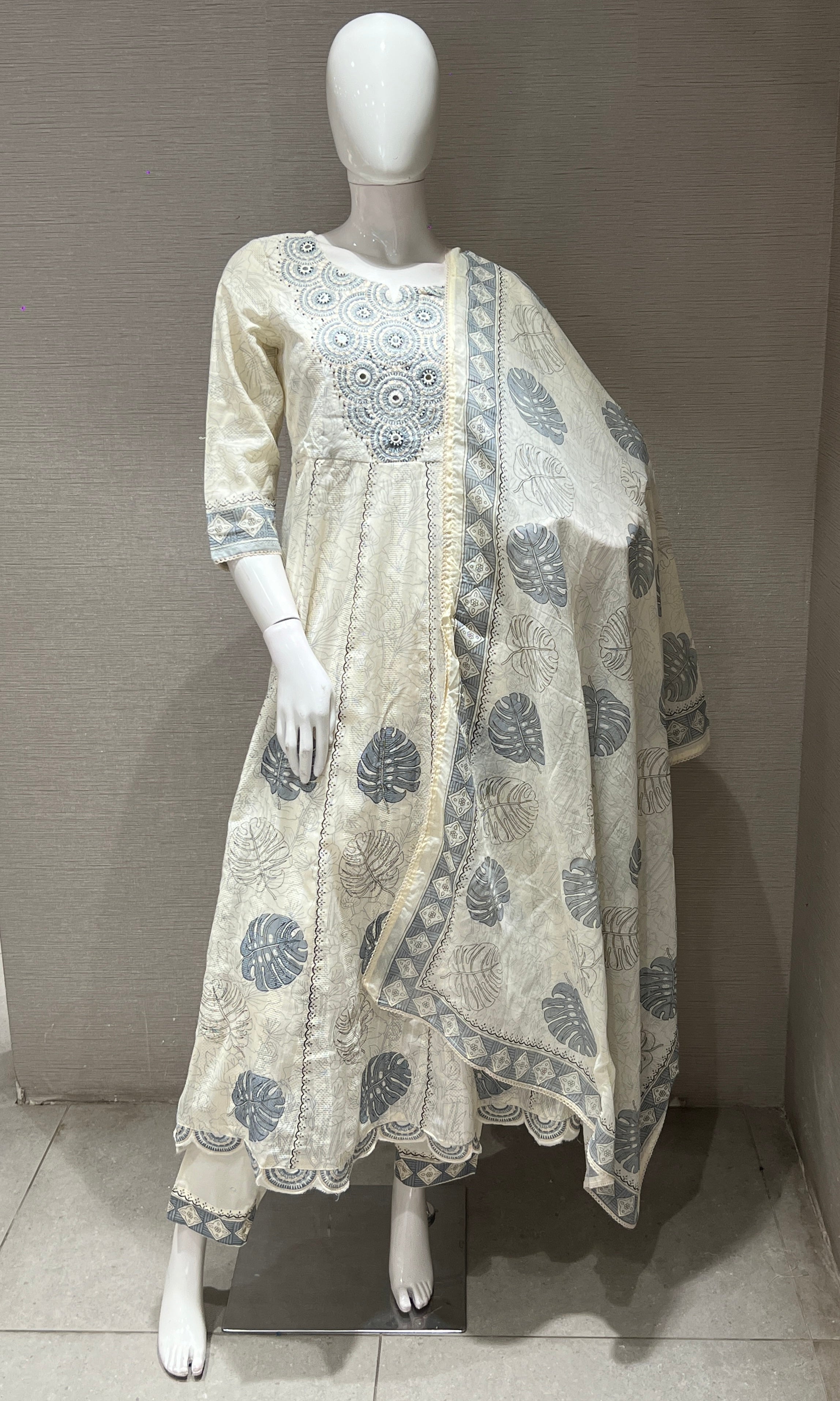Light blue floral print kurta set