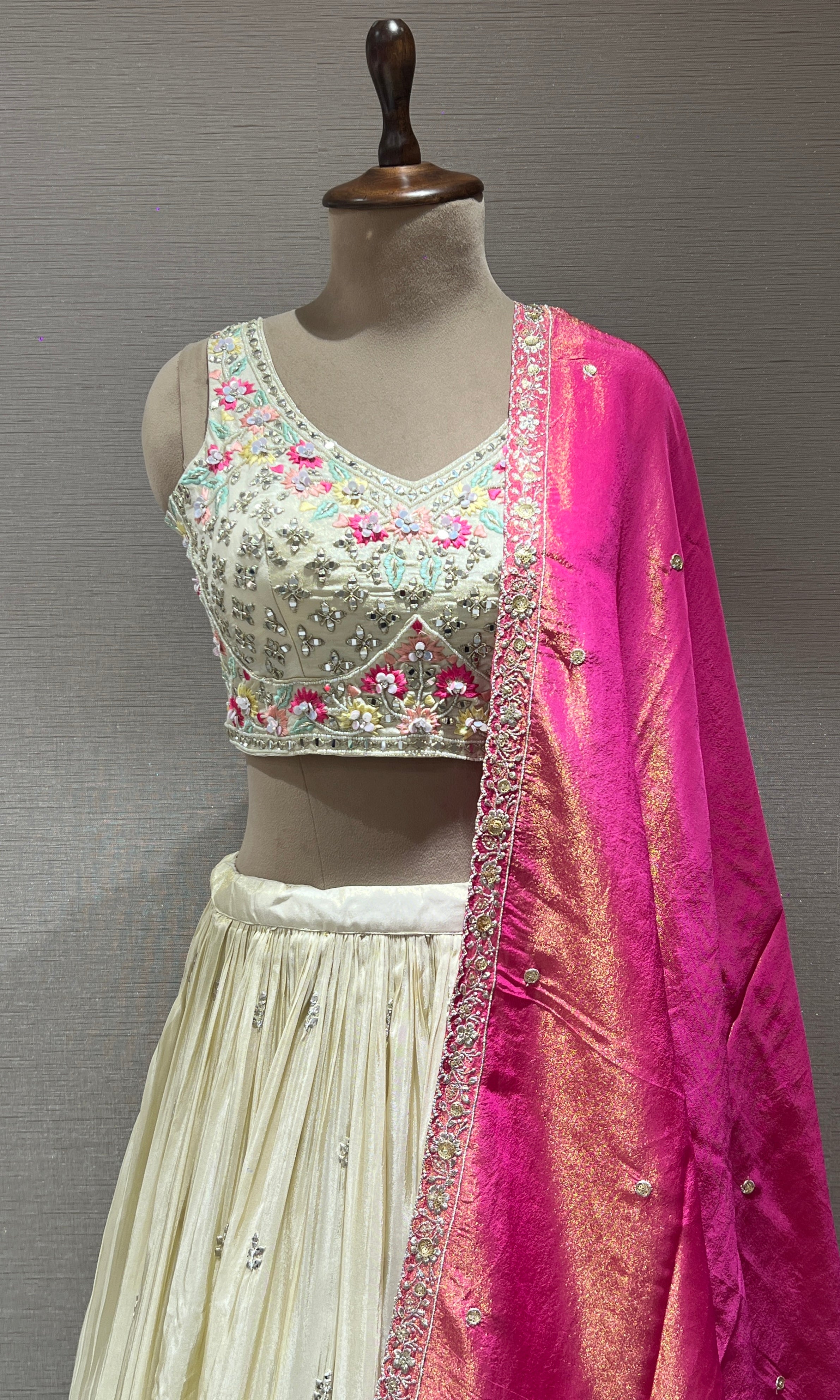 Cream Lehenga