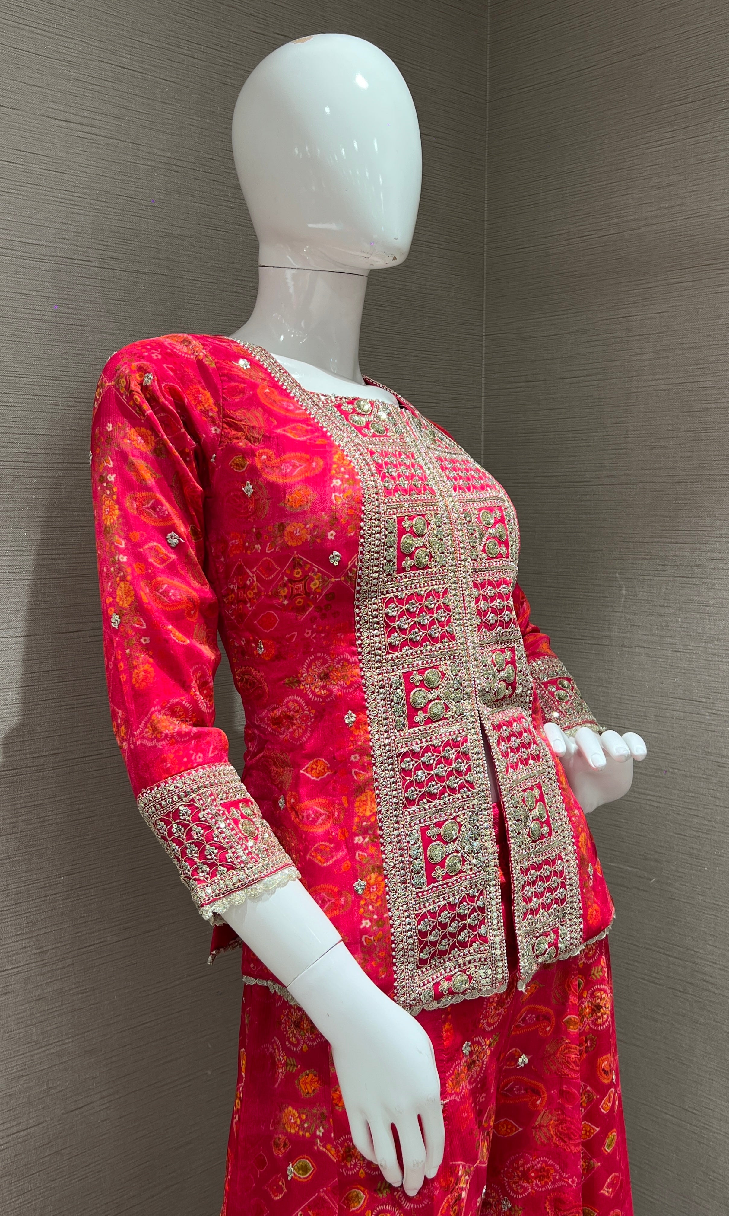 Rani Pink Embroidered Sharara Set