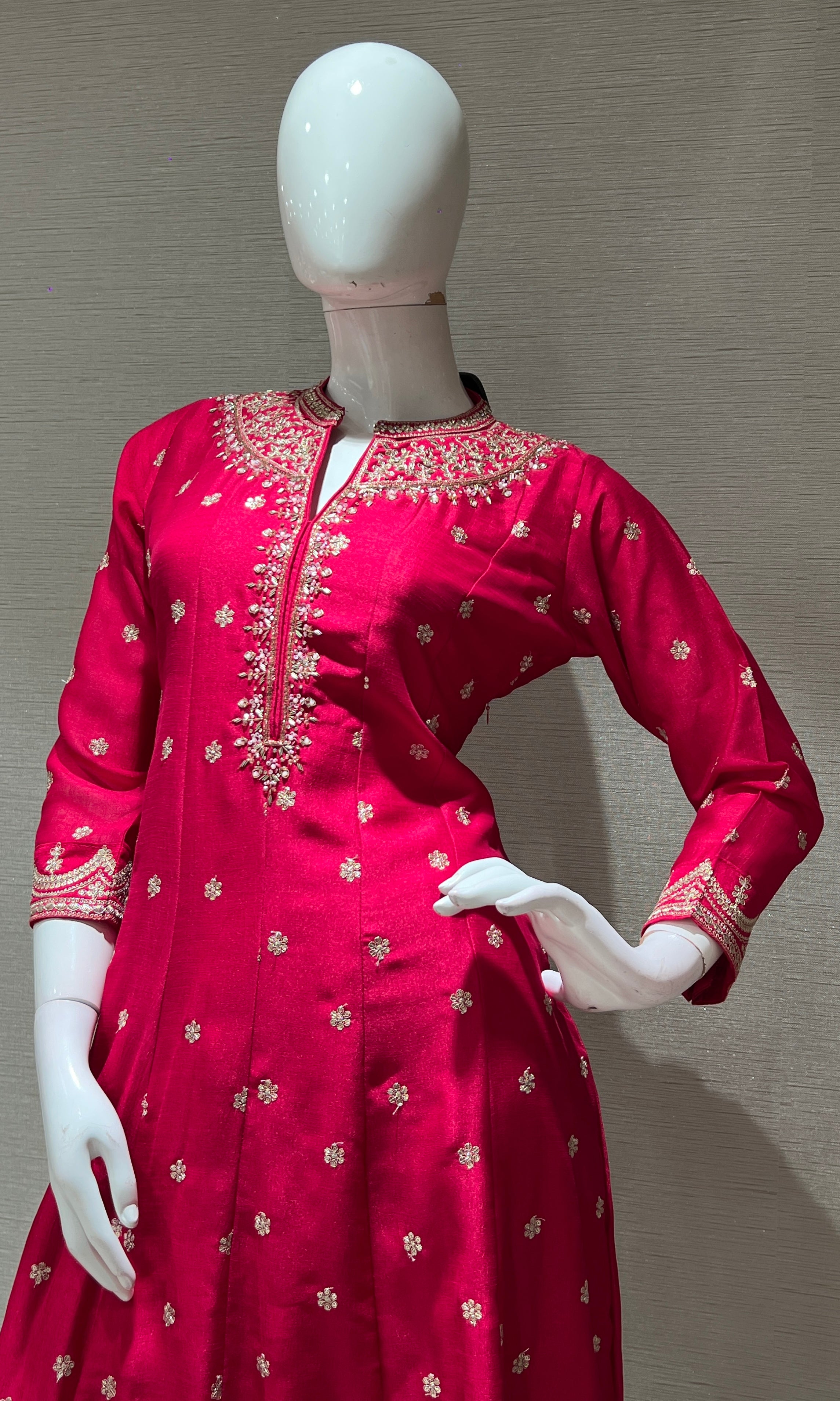 Rani pink EMBROIDERED Anarkali SET