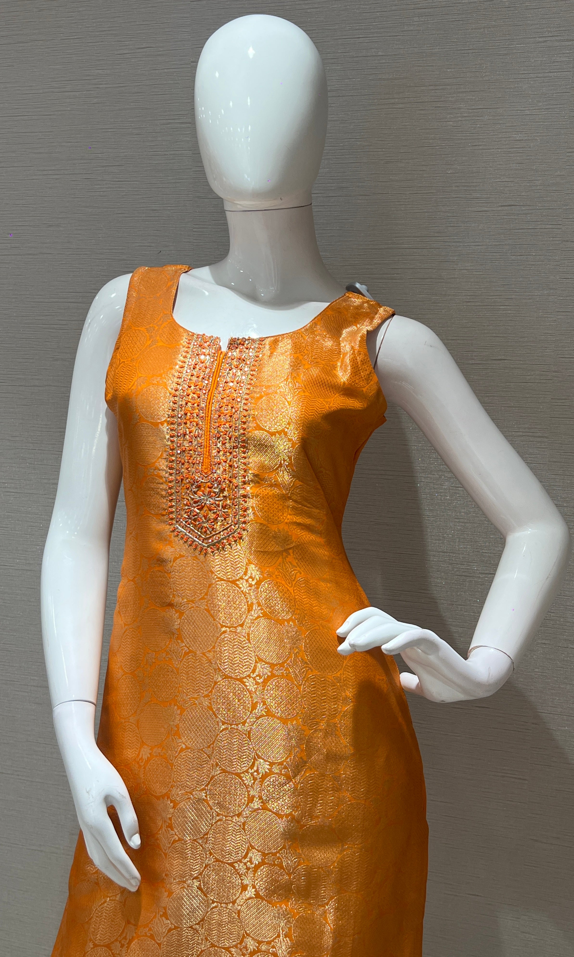Orange and gold Embellished kurta set