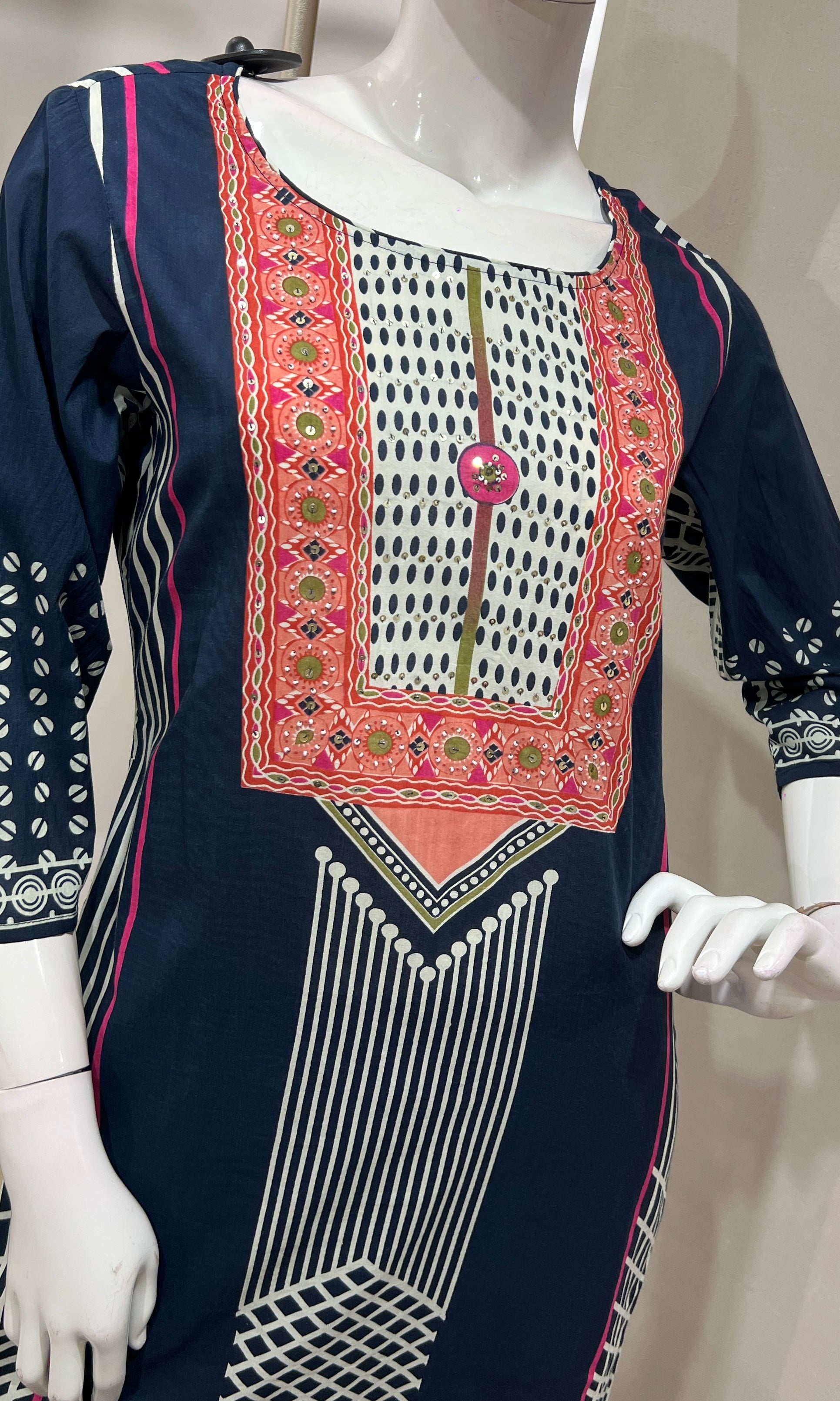 Blue ETHNIC PRINTED kurta set