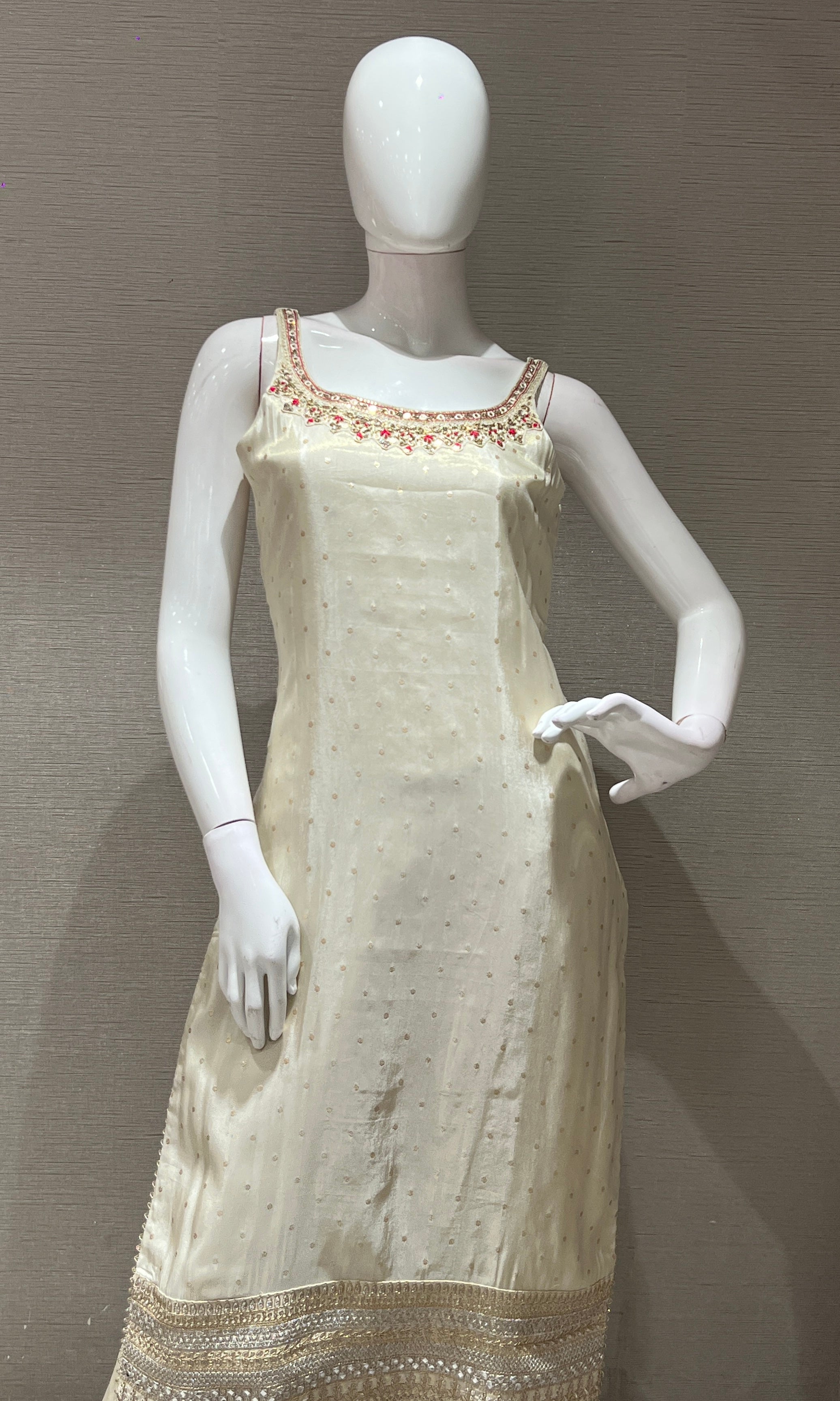 Elegant Cream AND PINK KURTA SET