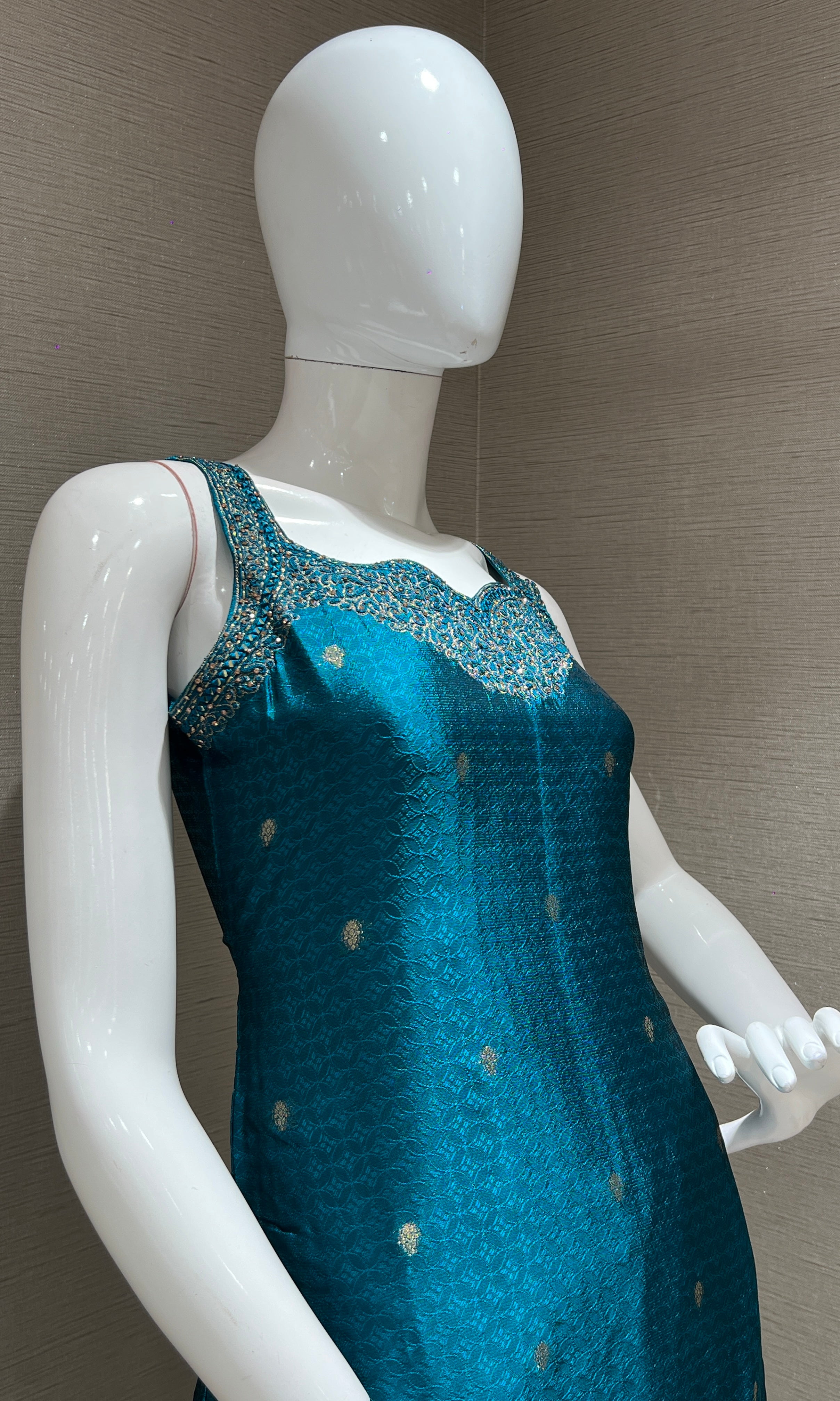 Peacock blue kurta set