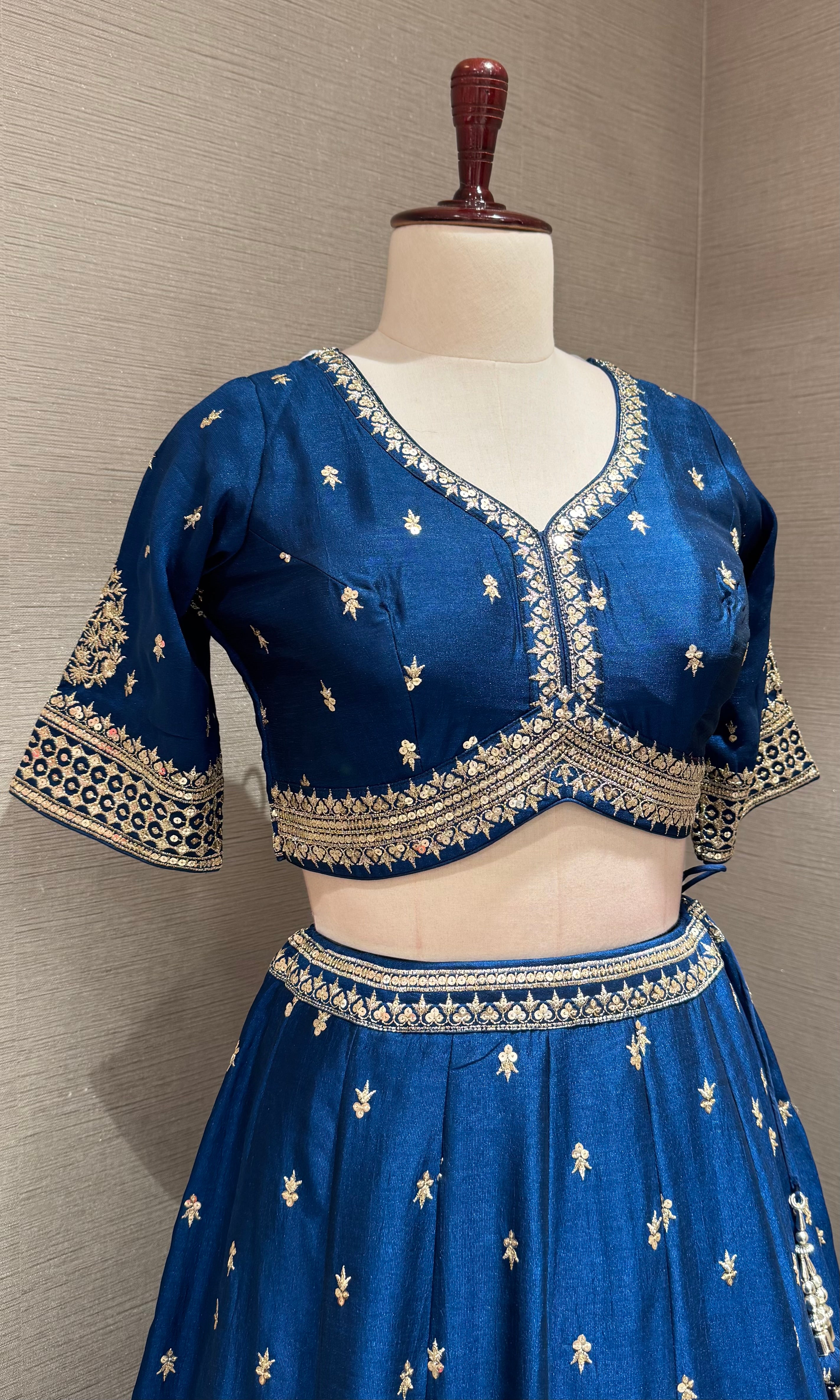 Blue Zari Embroidered Lehenga Choli