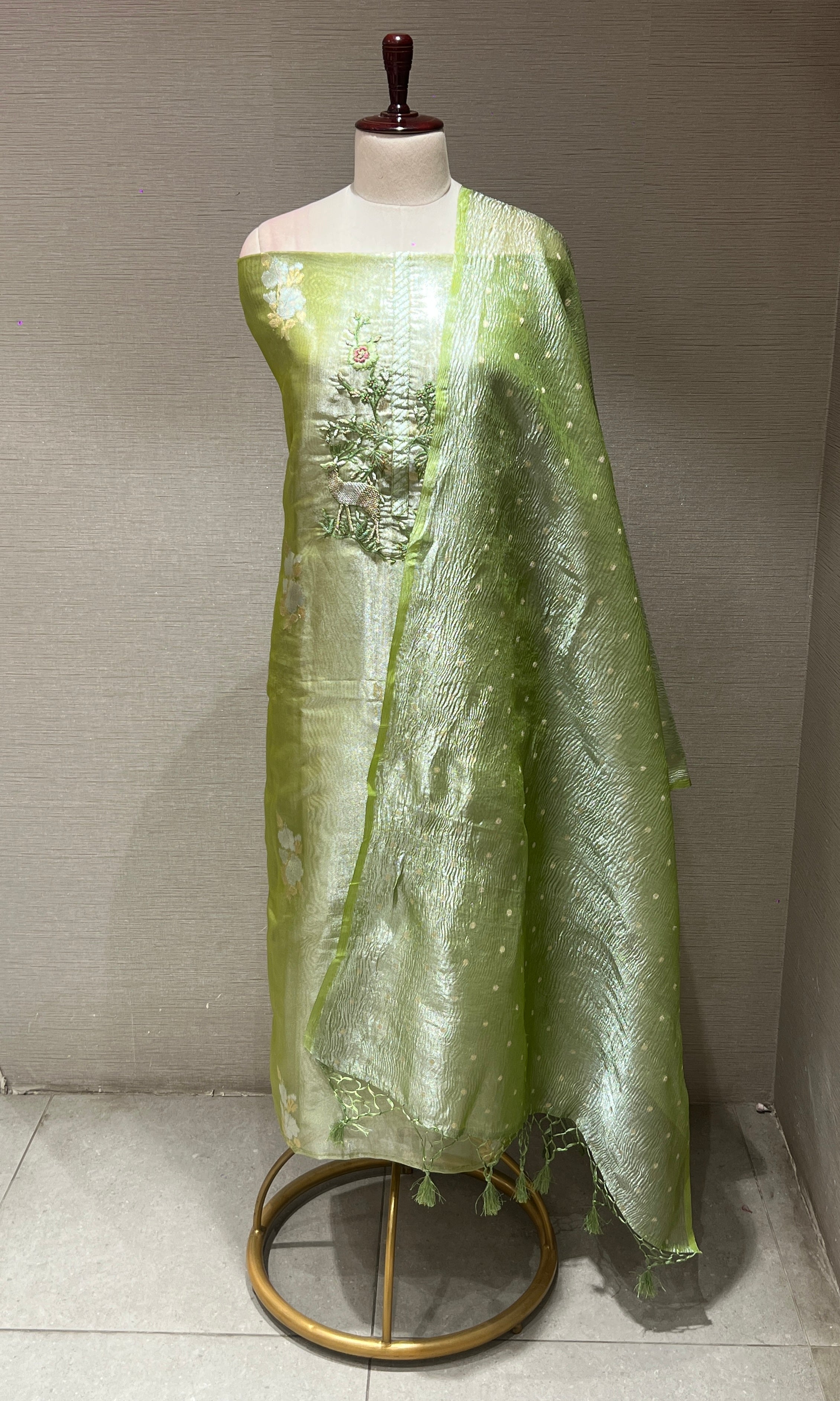 Green dress material