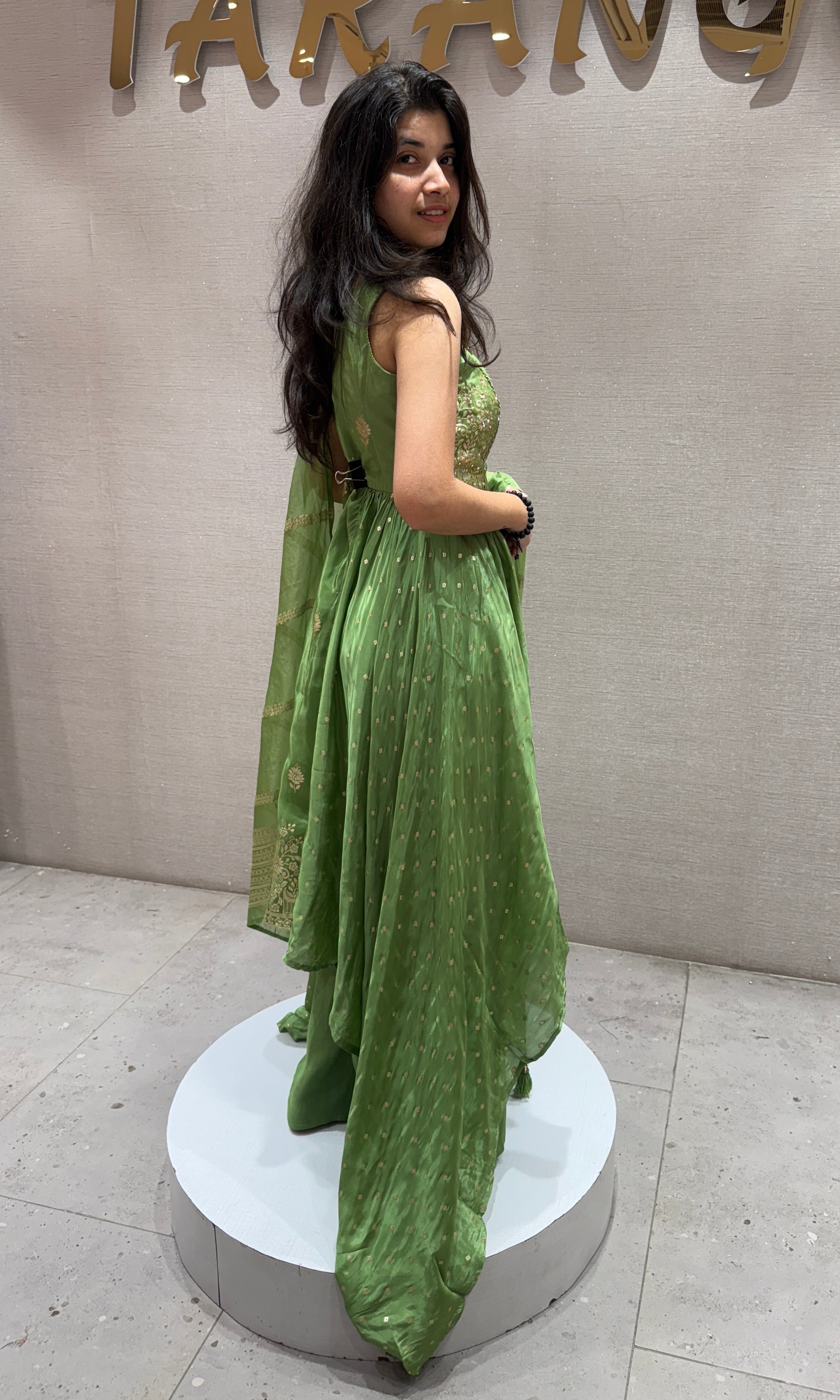 Green Floral Embroidery ANARKALI Palazzo SET