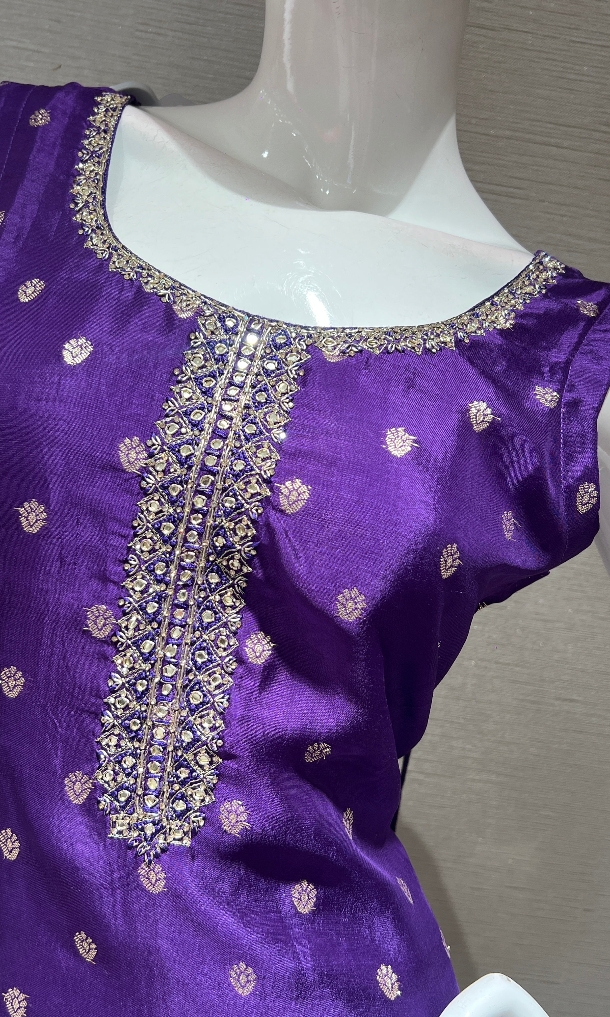 purple embroidered kurta set with dupatta
