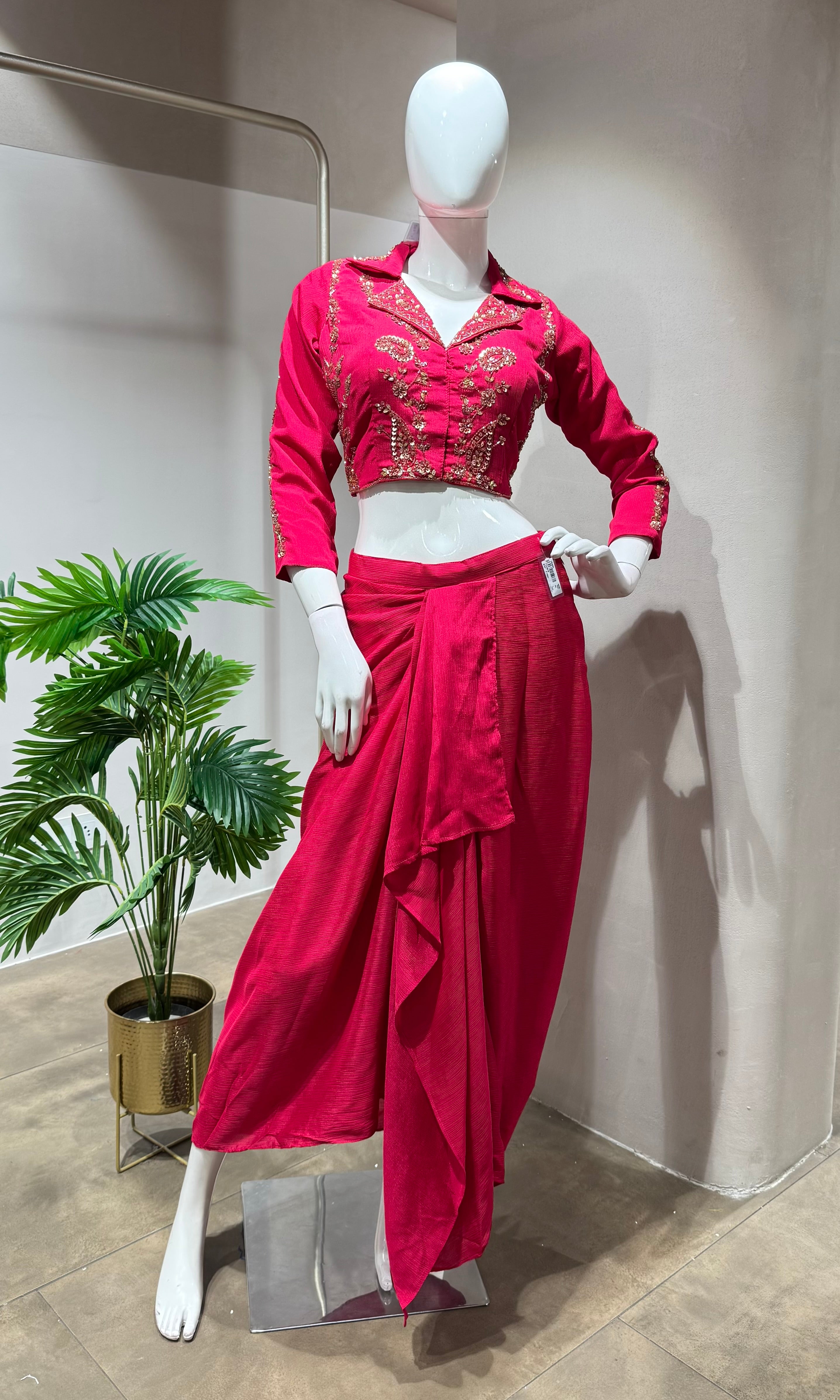 RANI PINK DRAPE SKIRT WITH BLOUSE