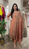 PEACH ETHNIC PRINTED KURTA SET