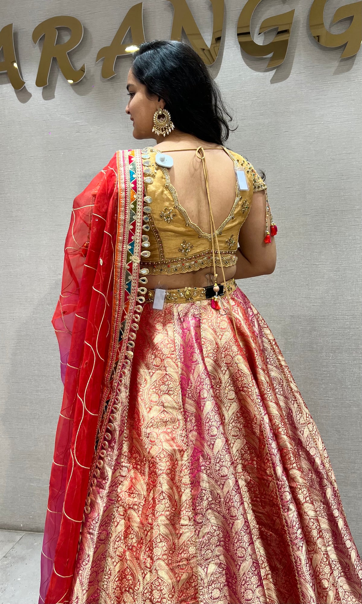 Multicolor Embroidered Banarasi Silk Lehenga