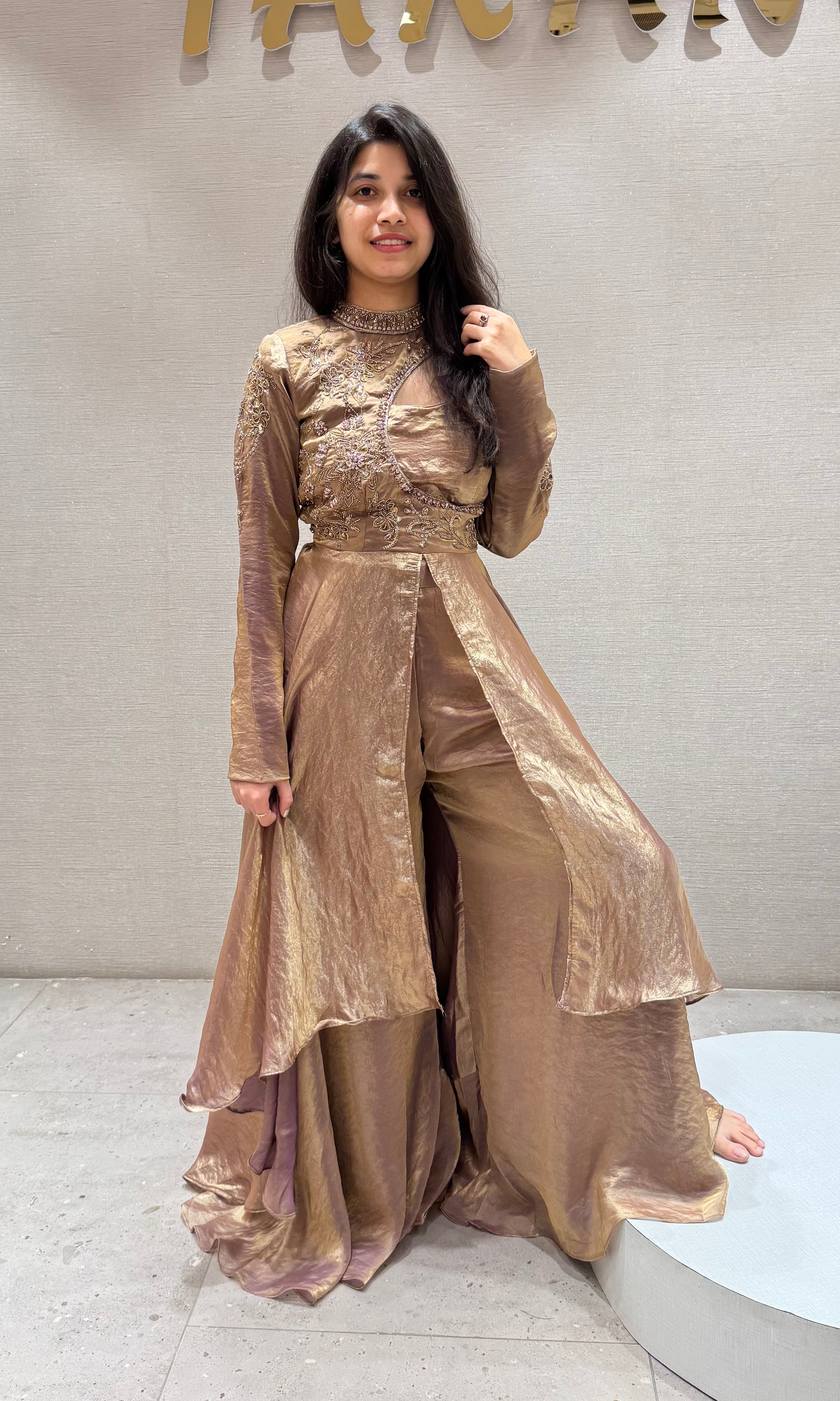 Gold EMBROIDERED ANARKALI SET