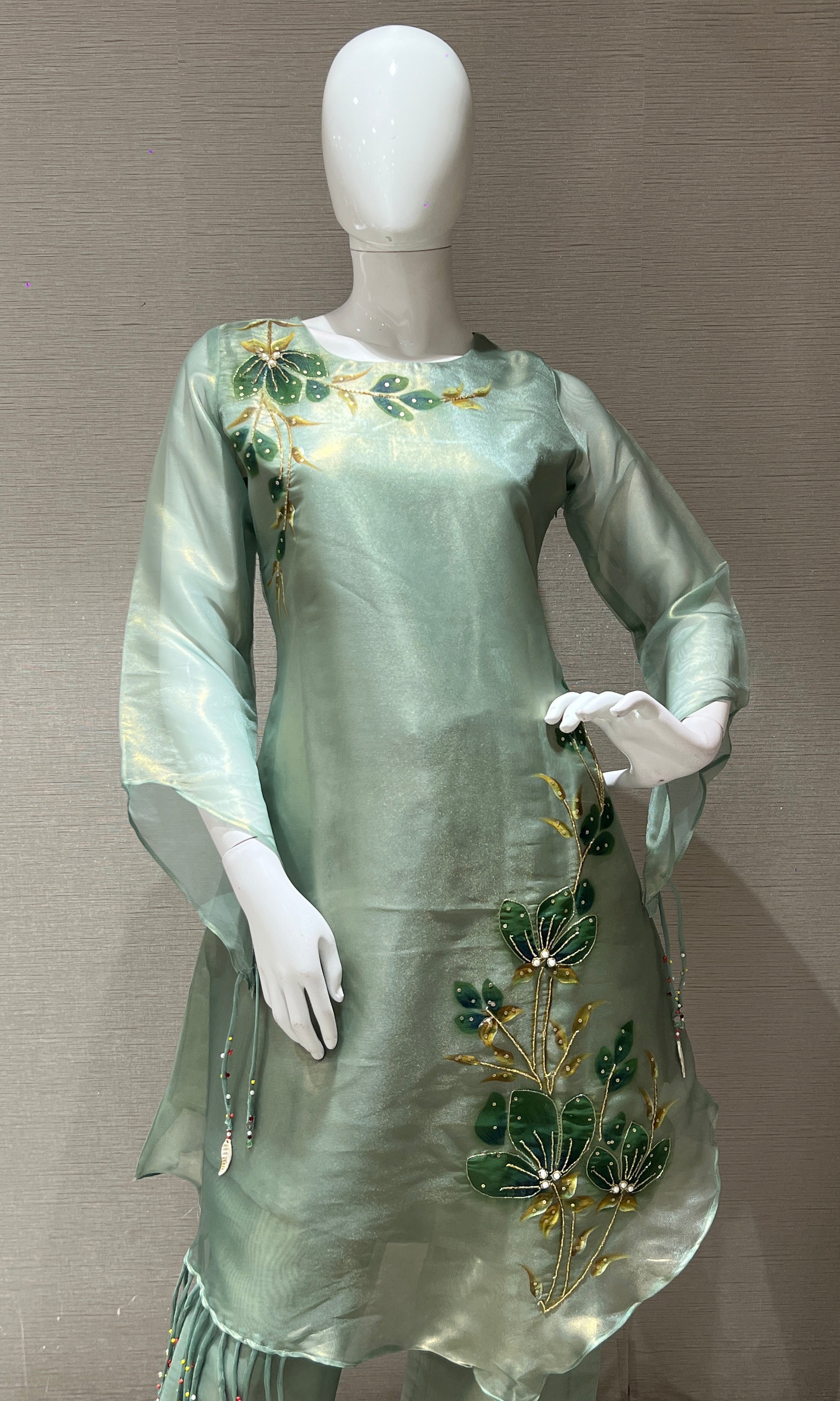 Sea Green Floral Cord Set