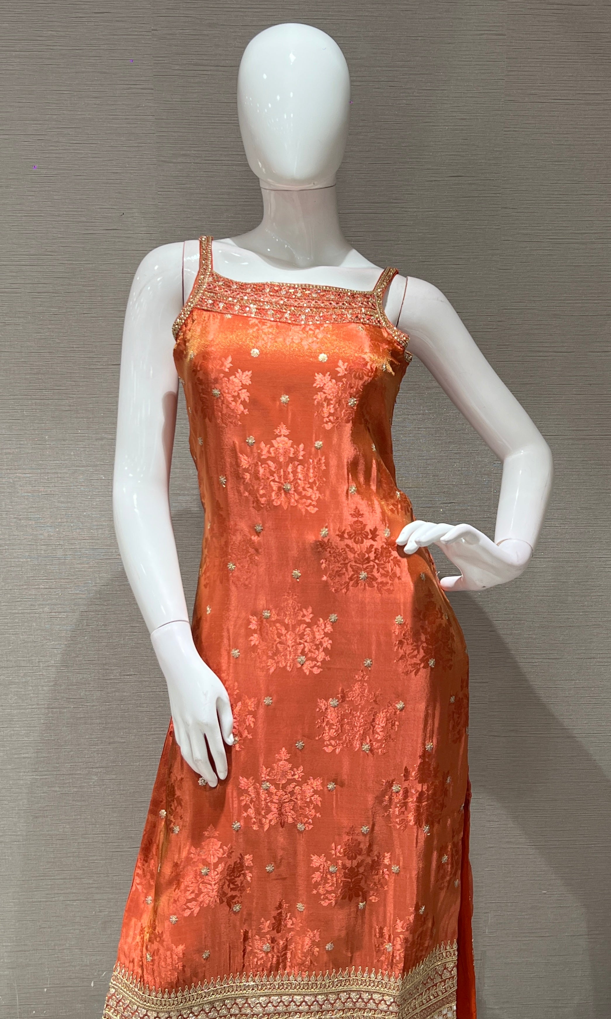 Rust AND GOLD EMBROIDERED kurta set